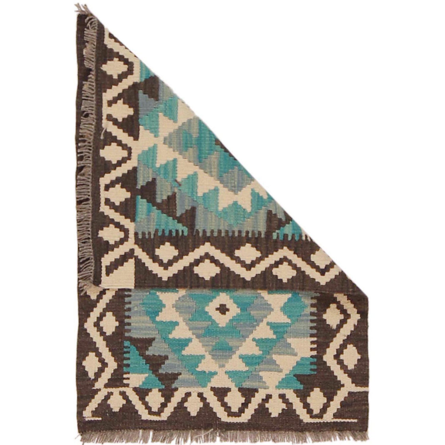 Hand Woven Wool Kelim 2' 0" x 2' 9" ft / 60 x 85 cm - No. P36300