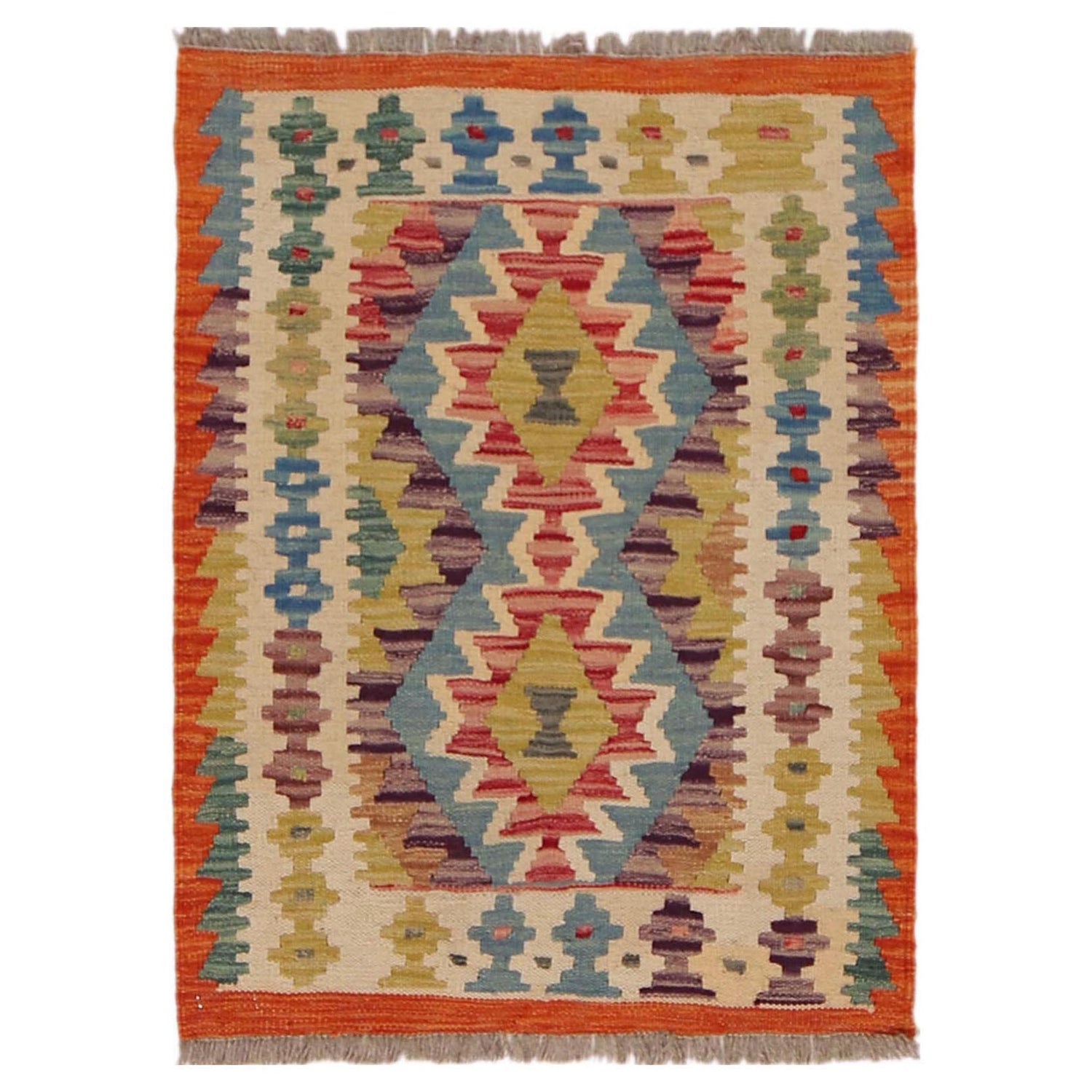 Handmade Turkish Design Wool Kilim 2' 1" x 2' 9" ft / 64 x 84 cm - No. P36301
