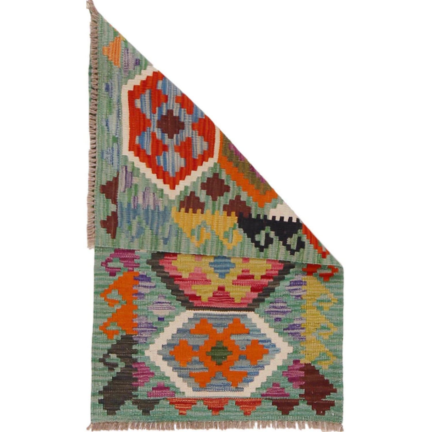 Hand Knotted Flatweave Kilim 1' 11" x 3' 3" ft / 59 x 98 cm - No. P36484