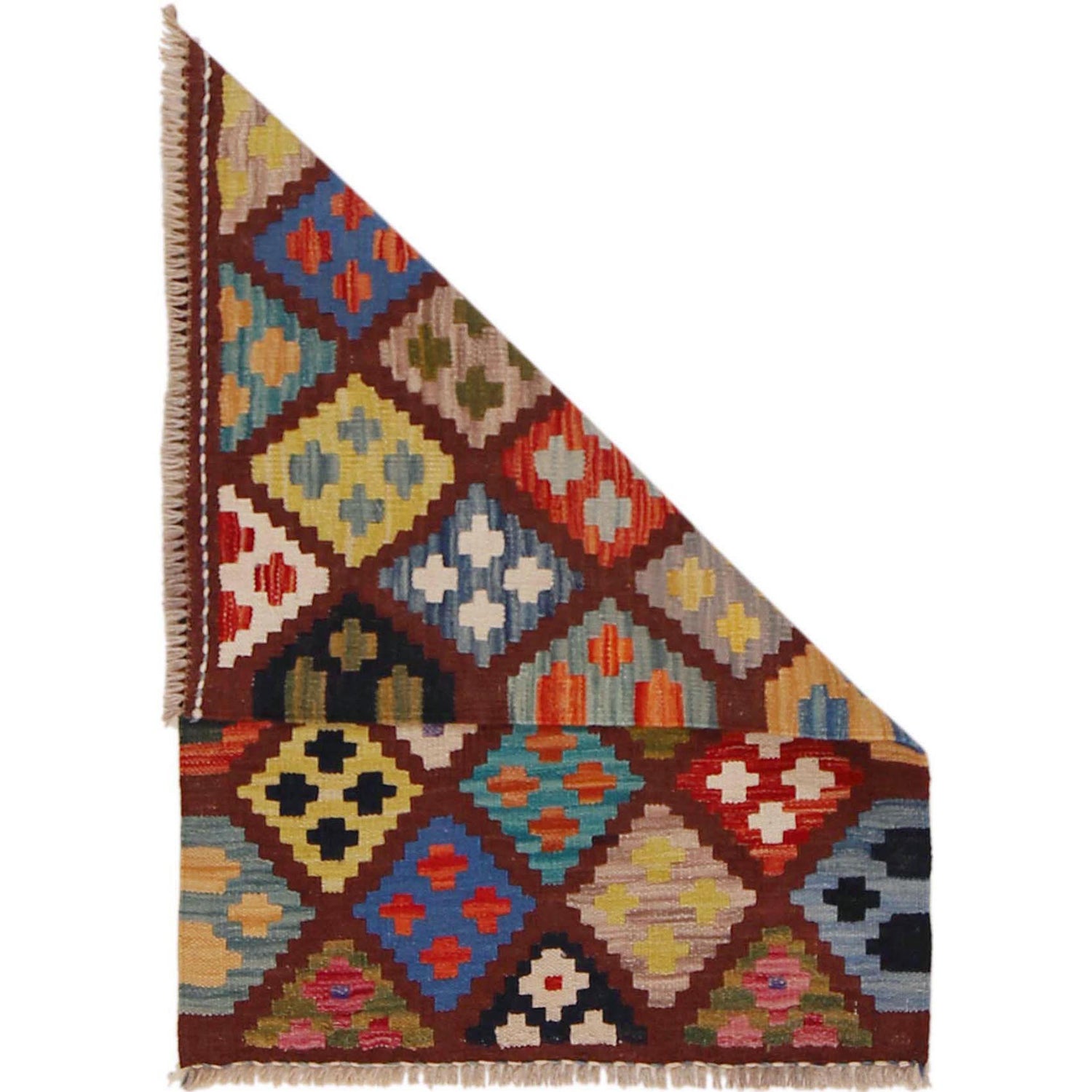 Hand Made Afghan Kilim 2' 0" x 2' 11" ft / 62 x 90 cm - No. P36487