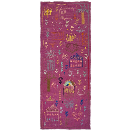 Hand Knotted Embroidery Kelim Runner 2' 7"x 7' 9" ft / 78 x 237 cm - No. P36544