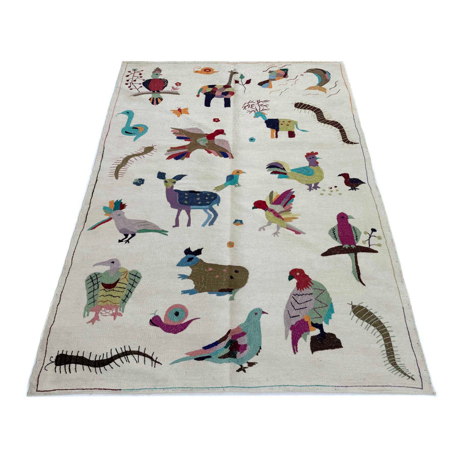 Design Embroidery Kilim 3' 11" x 6' 3" ft / 119 x 191 cm - No. P36723