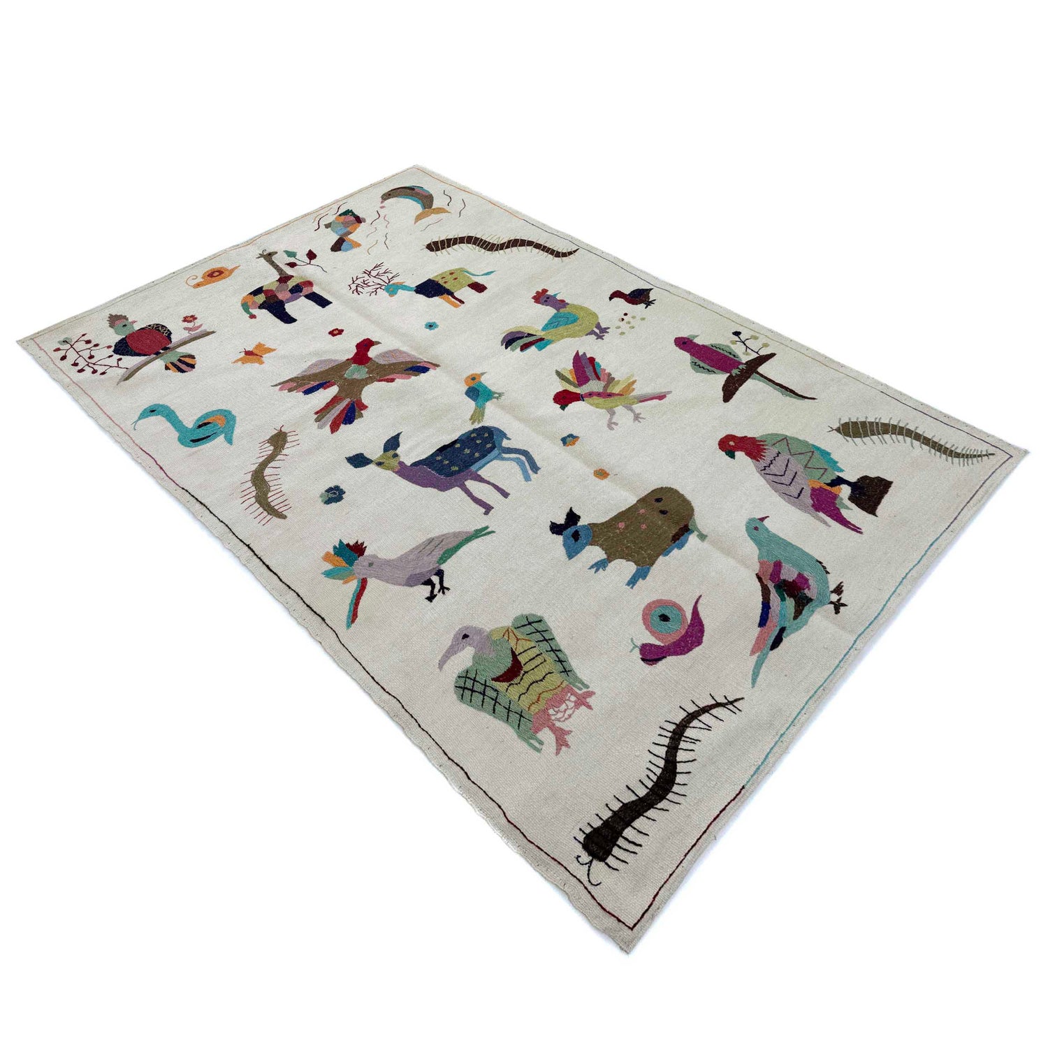 Design Embroidery Kilim 3' 11" x 6' 3" ft / 119 x 191 cm - No. P36723