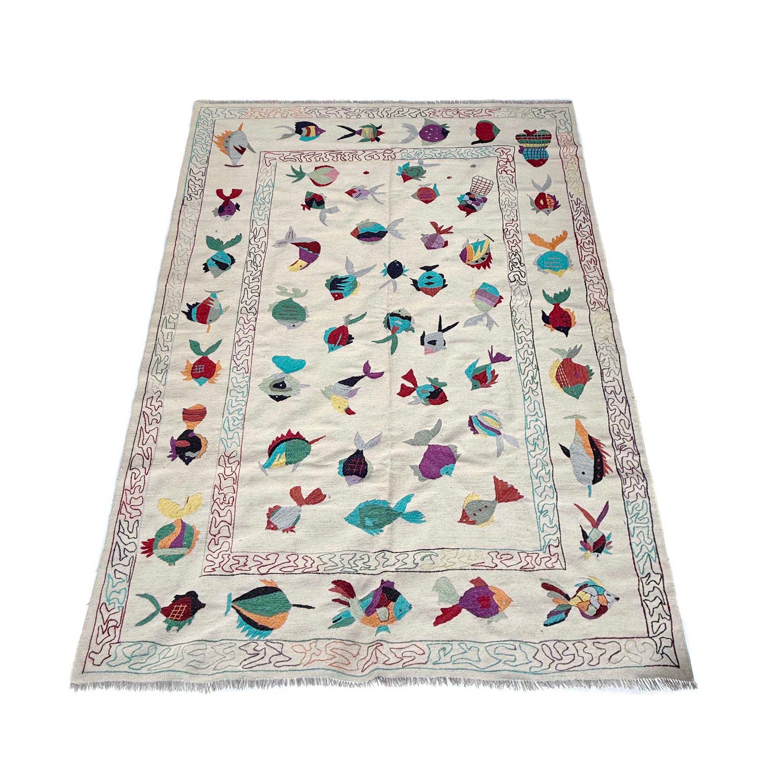Design Embroidery Kilim 6' 4" x 9' 10" ft / 193 x 299 cm - No. P36863