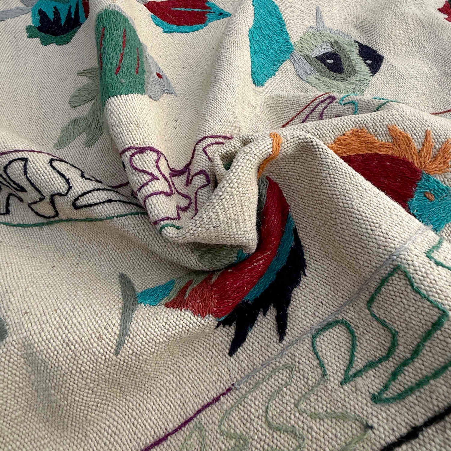 Design Embroidery Kilim 6' 4" x 9' 10" ft / 193 x 299 cm - No. P36863