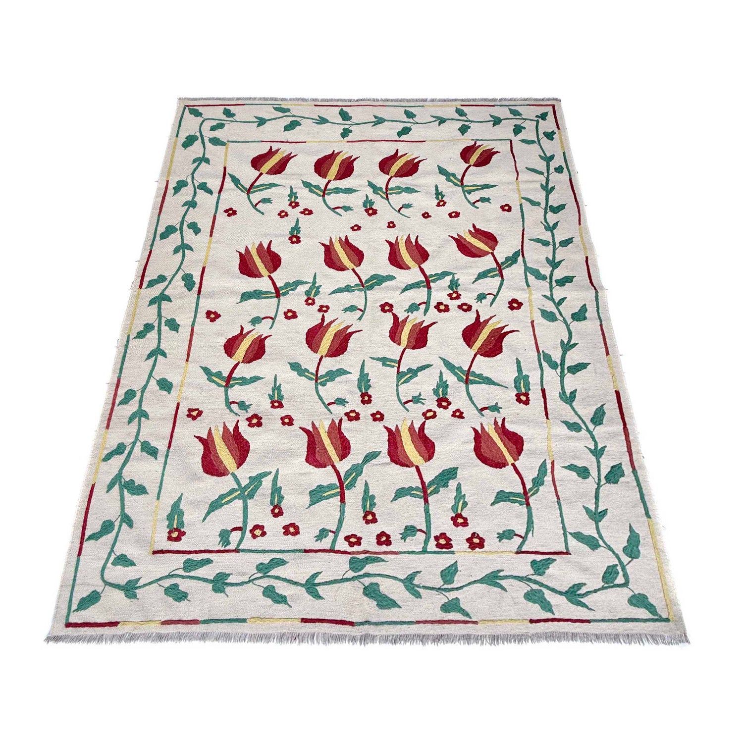 Hand Made Embroidery Kilim 5' 7" x 7' 10" ft / 169 x 240 cm - No. P36864