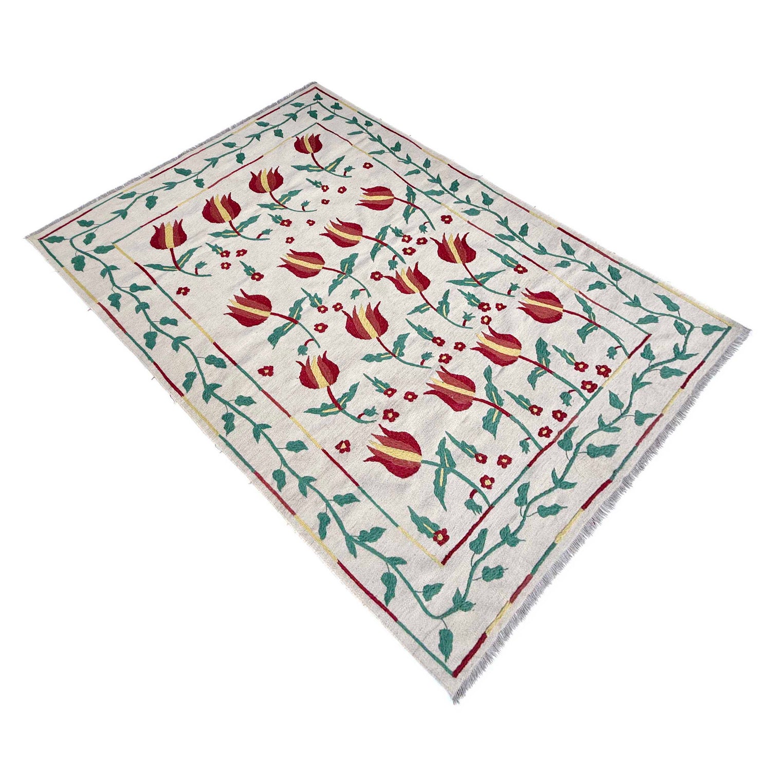 Hand Made Embroidery Kilim 5' 7" x 7' 10" ft / 169 x 240 cm - No. P36864