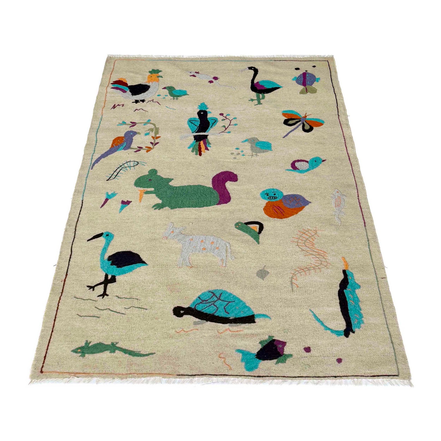 Design Embroidery Kilim 3' 8" x 6' 3" ft / 111 x 190 cm - No. P36865
