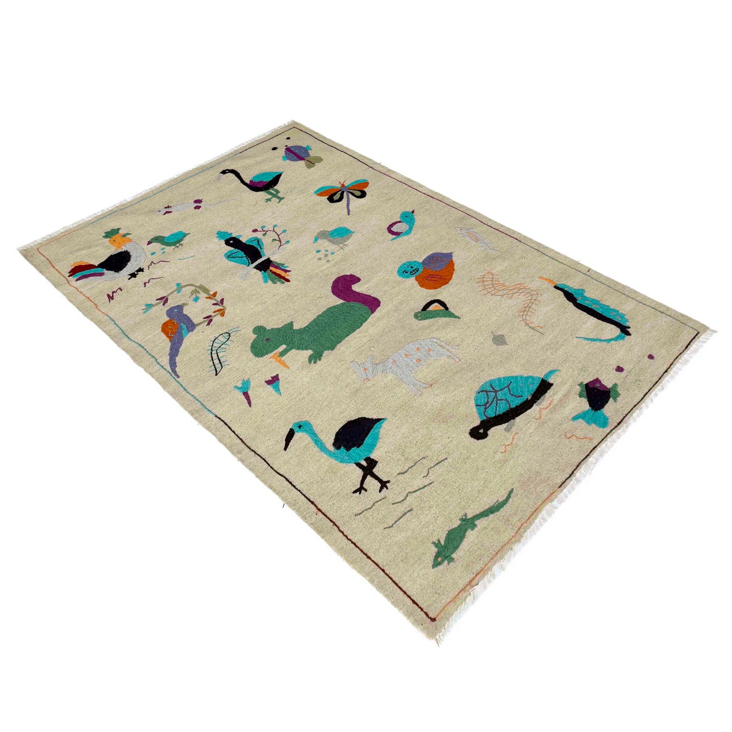 Design Embroidery Kilim 3' 8" x 6' 3" ft / 111 x 190 cm - No. P36865