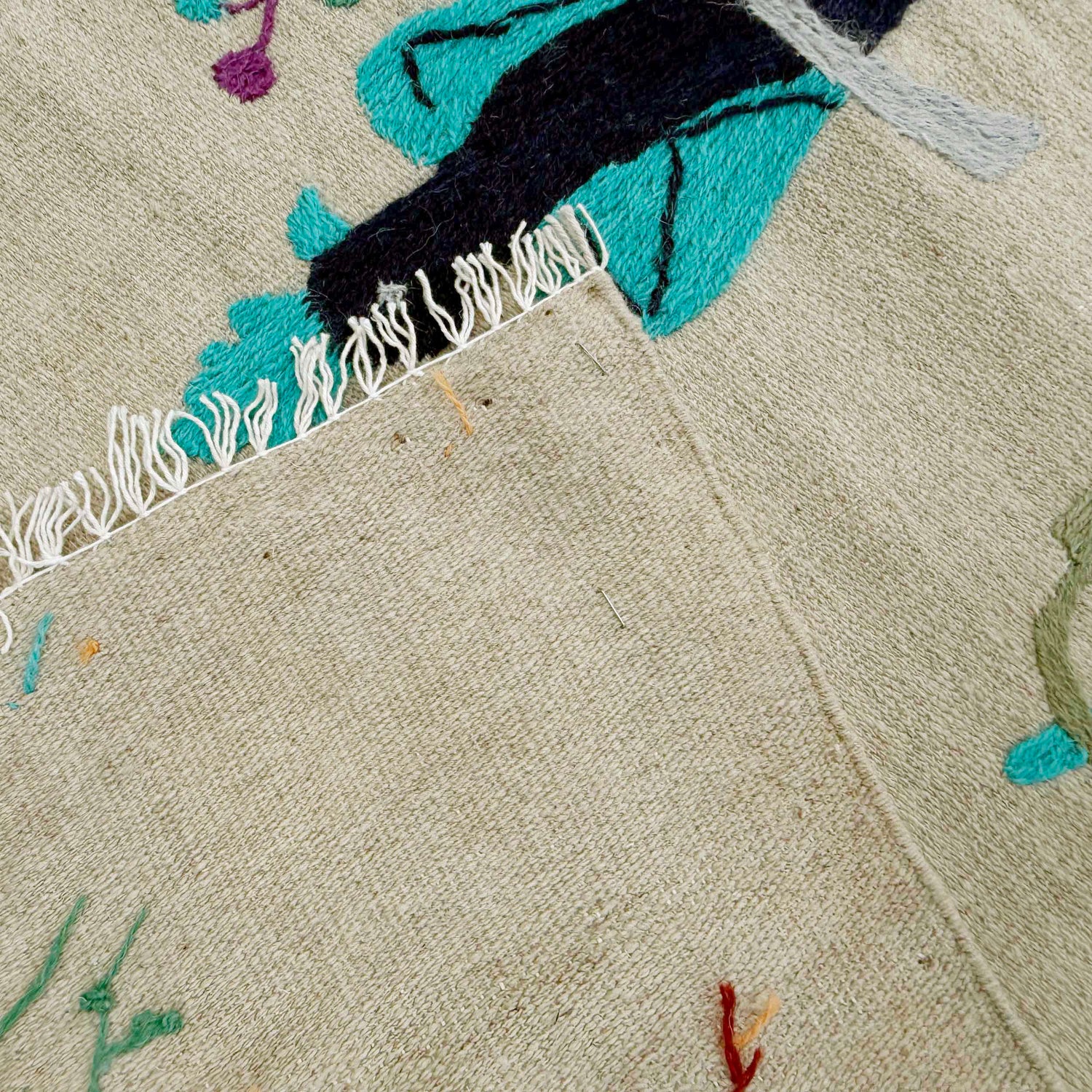 Design Embroidery Kilim 3' 8" x 6' 3" ft / 111 x 190 cm - No. P36865