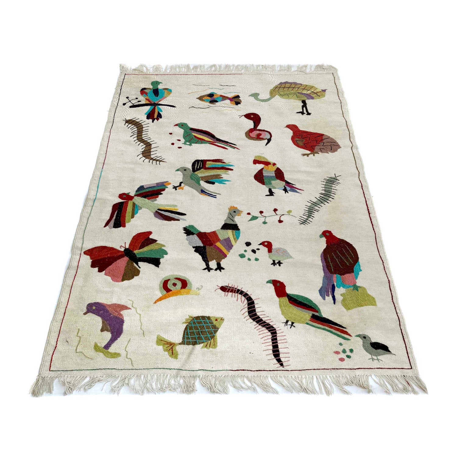 Pakistani Embroidery Kilim 4' 0" x 6' 4" ft / 122 x 192 cm - No. P36867
