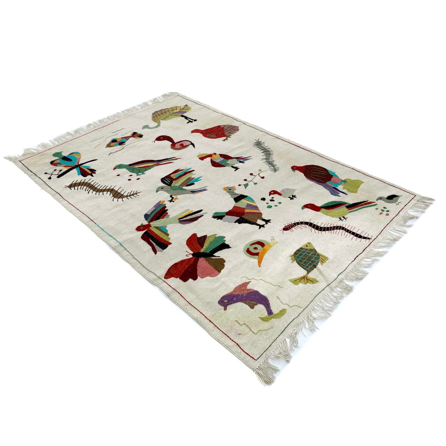 Pakistani Embroidery Kilim 4' 0" x 6' 4" ft / 122 x 192 cm - No. P36867