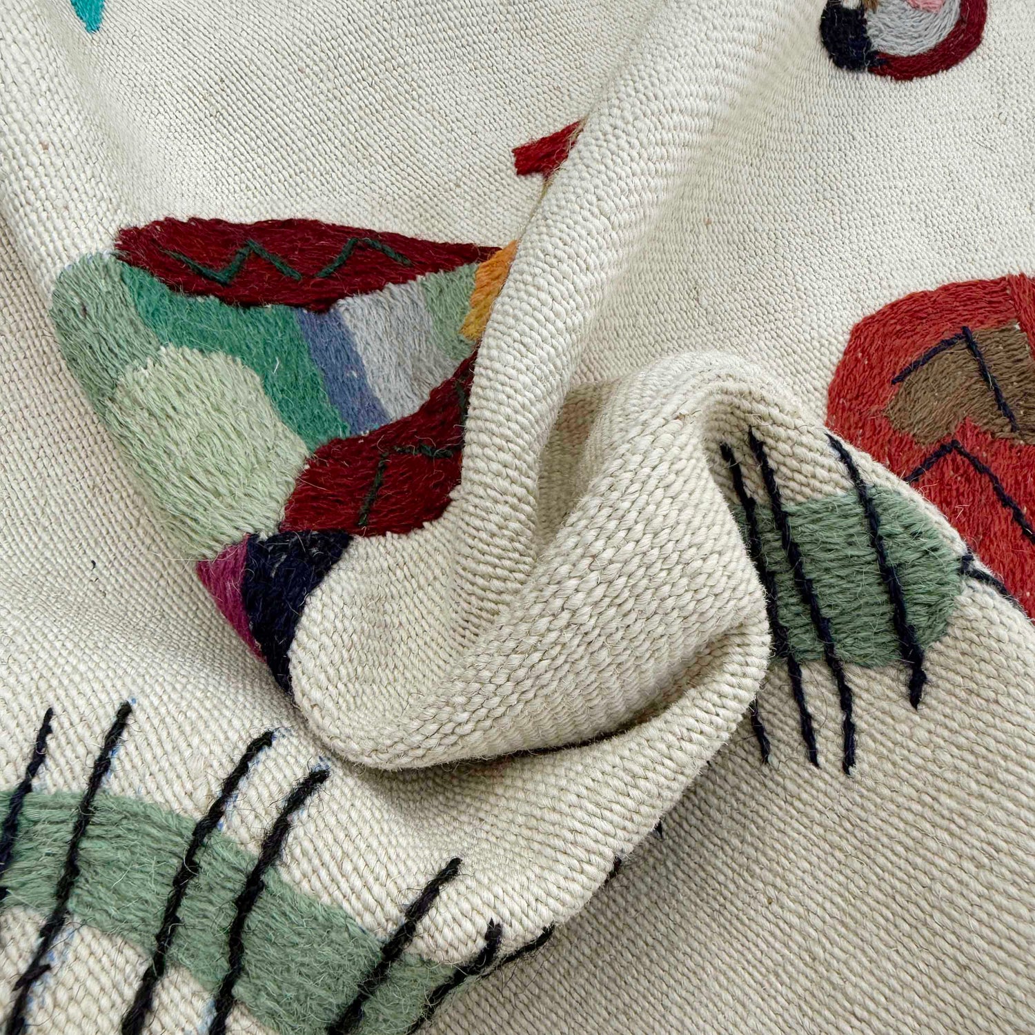 Pakistani Embroidery Kilim 4' 0" x 6' 4" ft / 122 x 192 cm - No. P36867