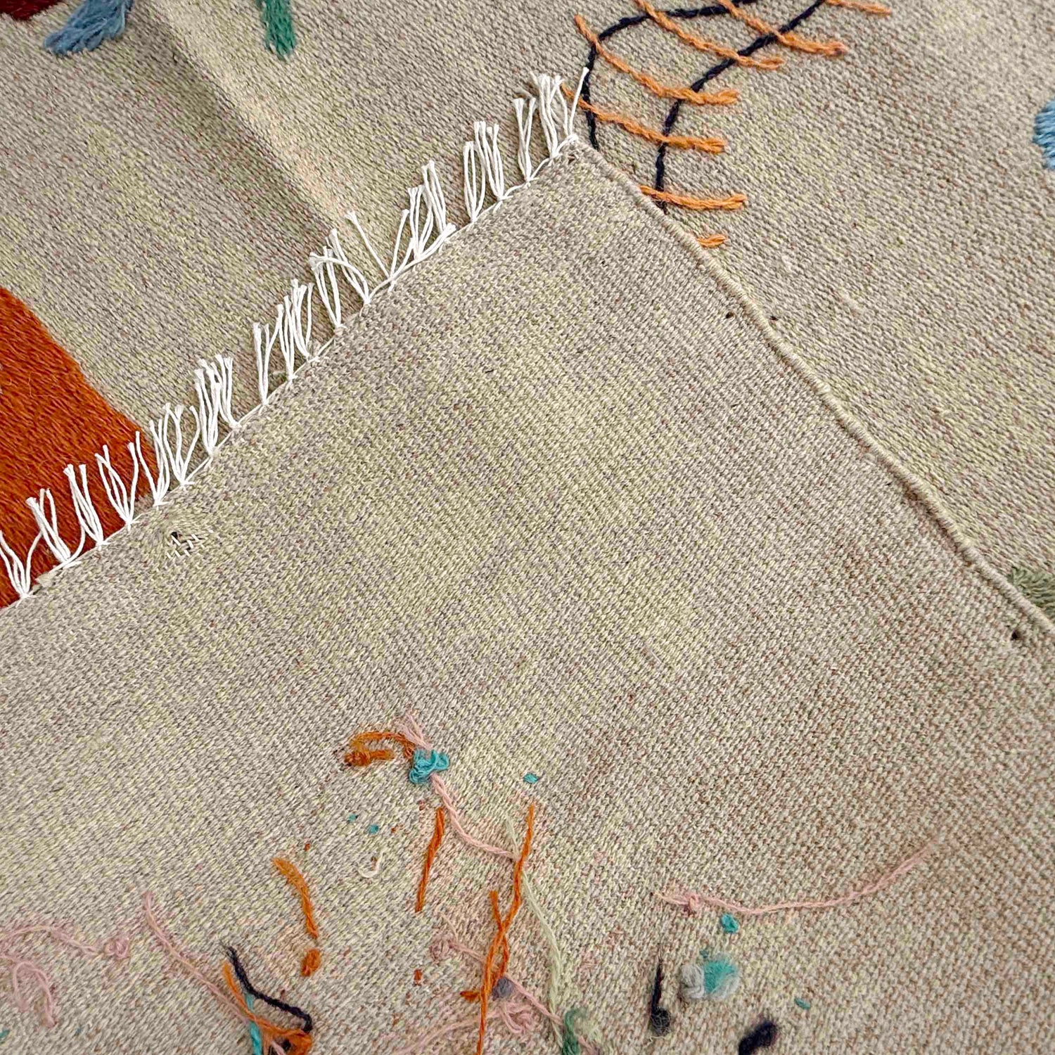 Hand Knotted Embroidery Kelim 3' 8" x 6' 2" ft / 113 x 189 cm - No. P36868
