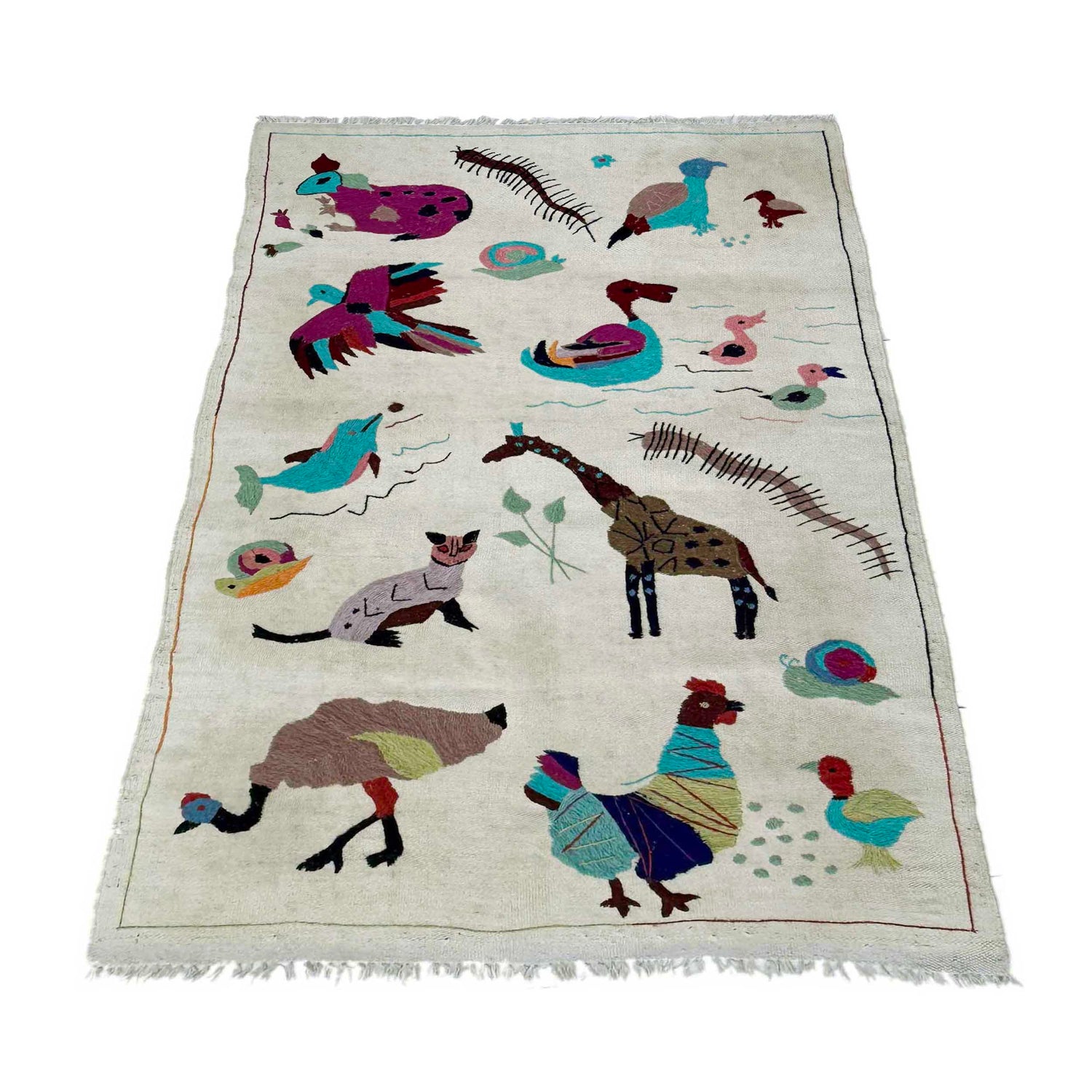 Hand Knotted Embroidery Kelim 3' 1" x 5' 4" ft / 95 x 162 cm - No. P36869