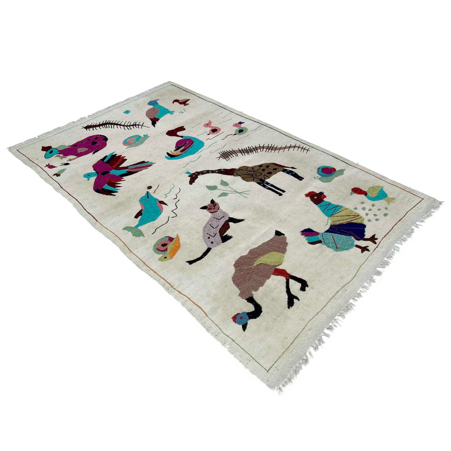Hand Knotted Embroidery Kelim 3' 1" x 5' 4" ft / 95 x 162 cm - No. P36869