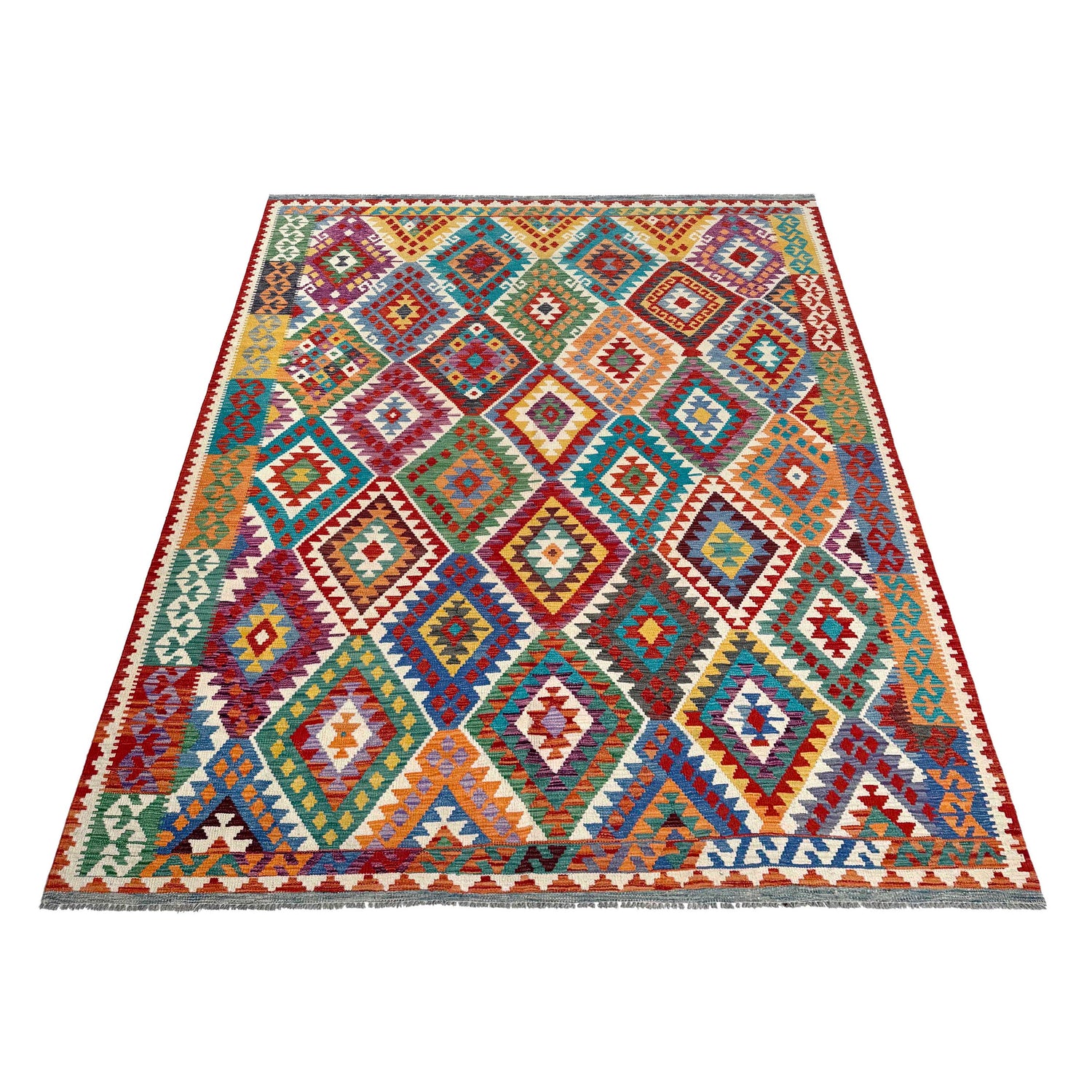 Hand Knotted Afghan Style Kilim 8' 5" x 10' 1" ft / 256 x 308 cm - No. P36881