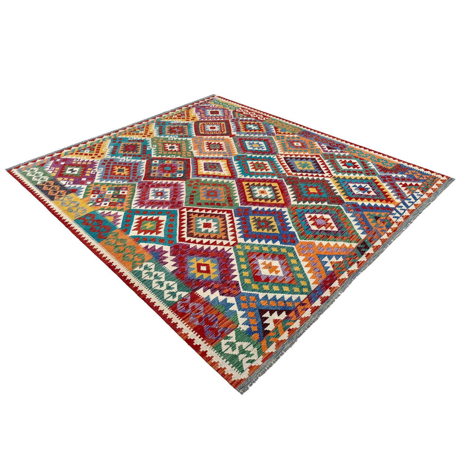 Hand Knotted Afghan Style Kilim 8' 5" x 10' 1" ft / 256 x 308 cm - No. P36881