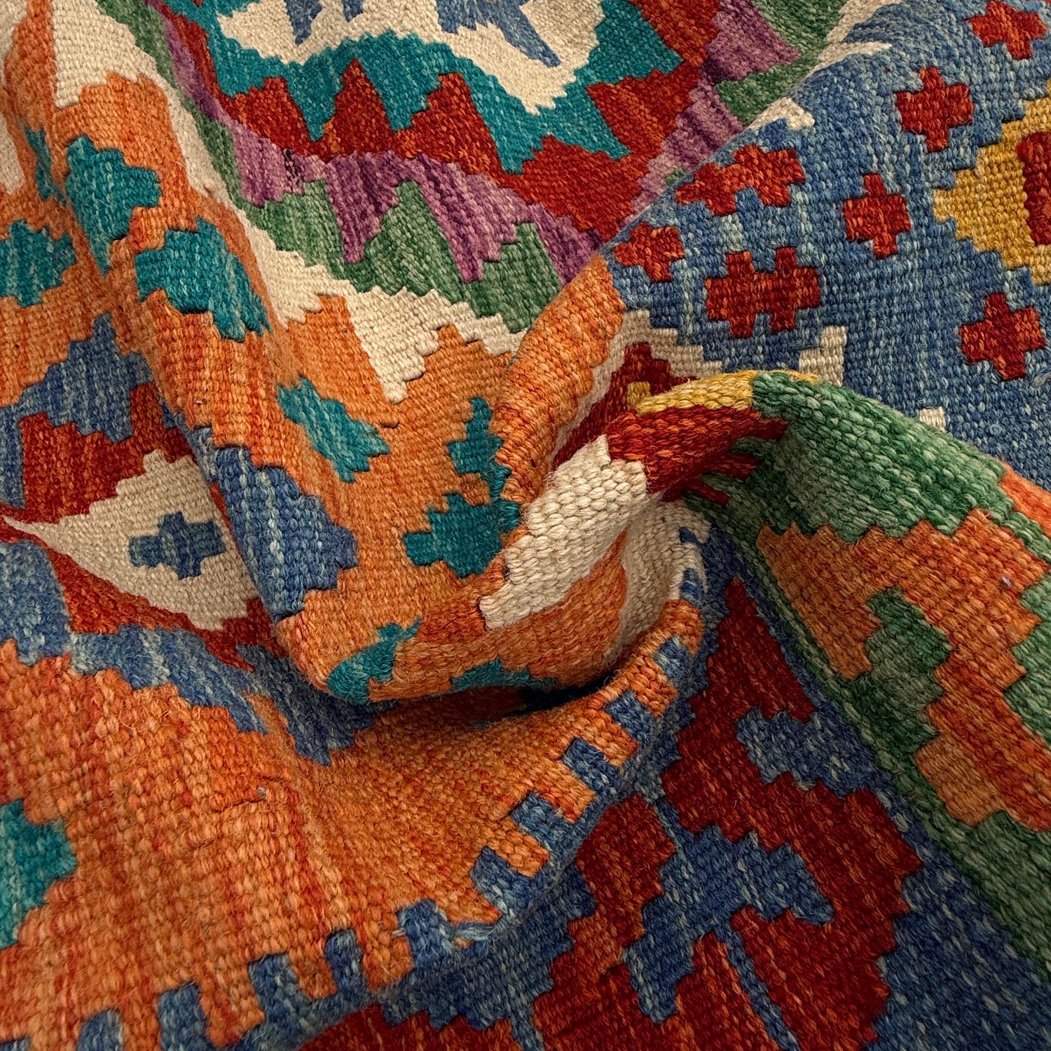 Hand Knotted Afghan Style Kilim 8' 5" x 10' 1" ft / 256 x 308 cm - No. P36881