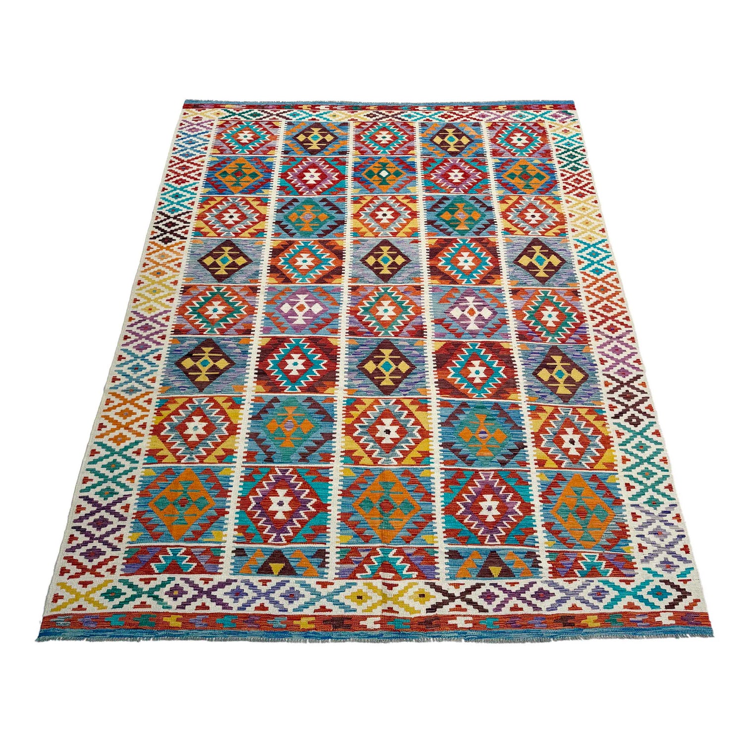 Handmade Afghan Vegetable Kilim 8' 2" x 11' 8" ft / 249 x 355 cm - No. P36889