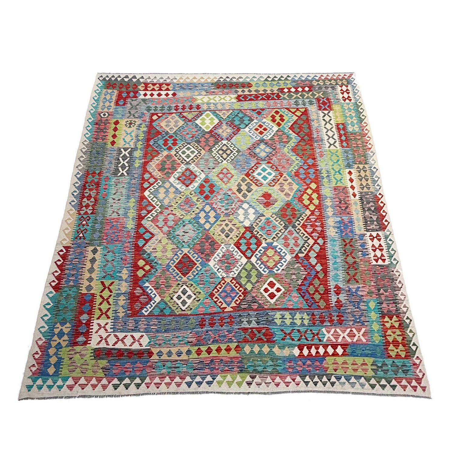 Hand Made Afghan Kilim 8' 10" x 11' 6" ft / 270 x 350 cm - No. P36891