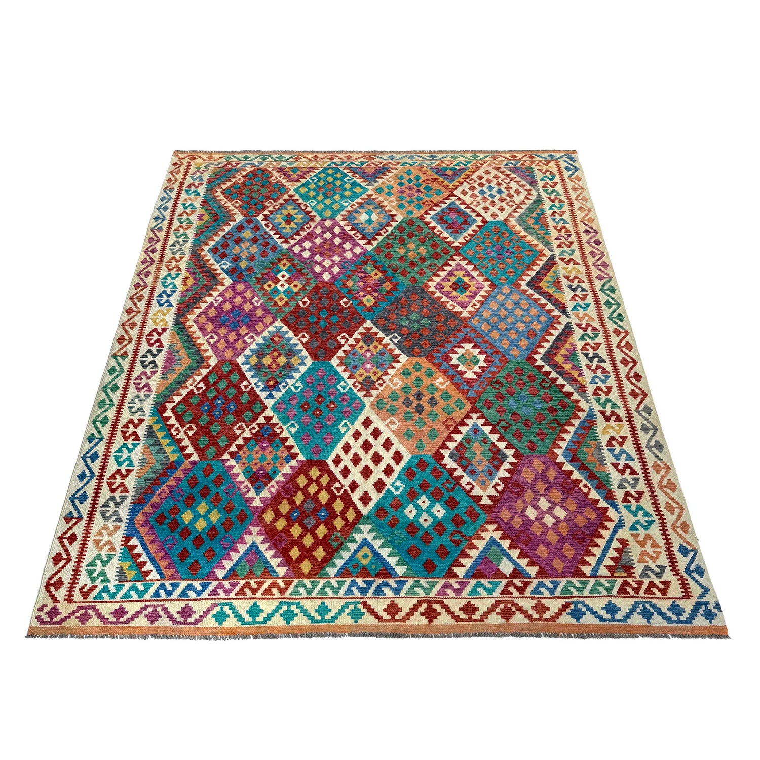 Hand Woven Wool Kelim 8' 2" x 10' 1" ft / 250 x 307 cm - No. P36904