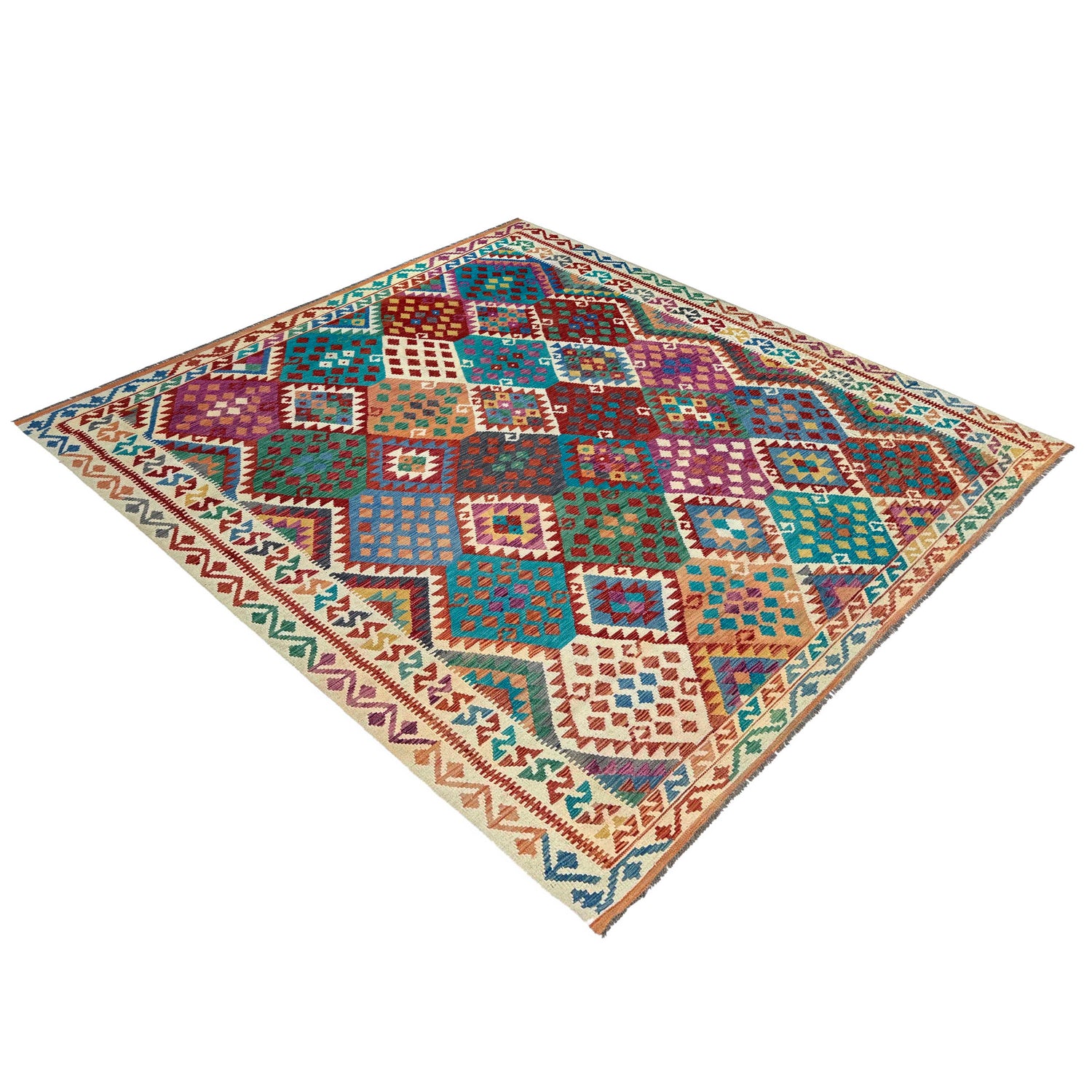 Hand Woven Wool Kelim 8' 2" x 10' 1" ft / 250 x 307 cm - No. P36904