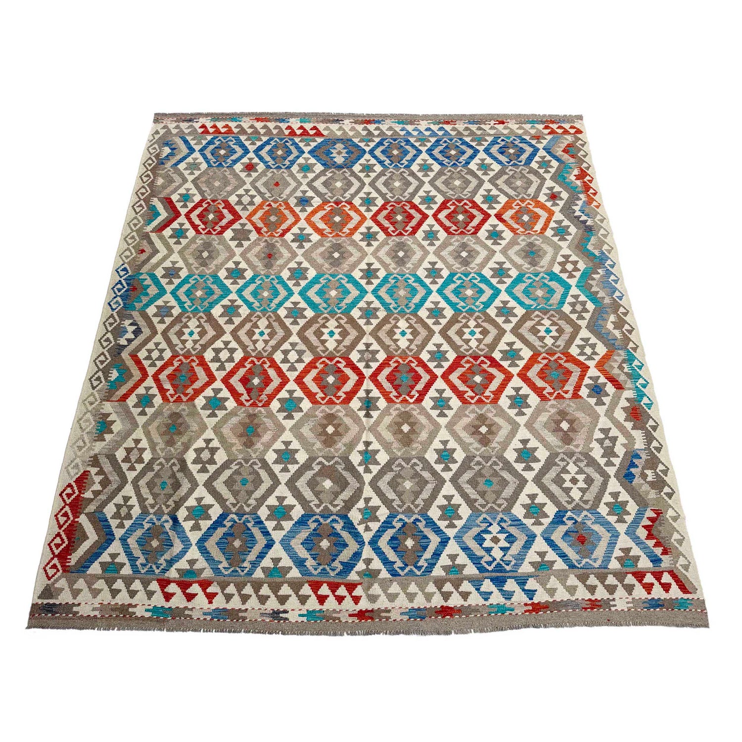 Hand Knotted Flatweave Kilim 8' 2" x 9' 11" ft / 250 x 301 cm - No. P36905