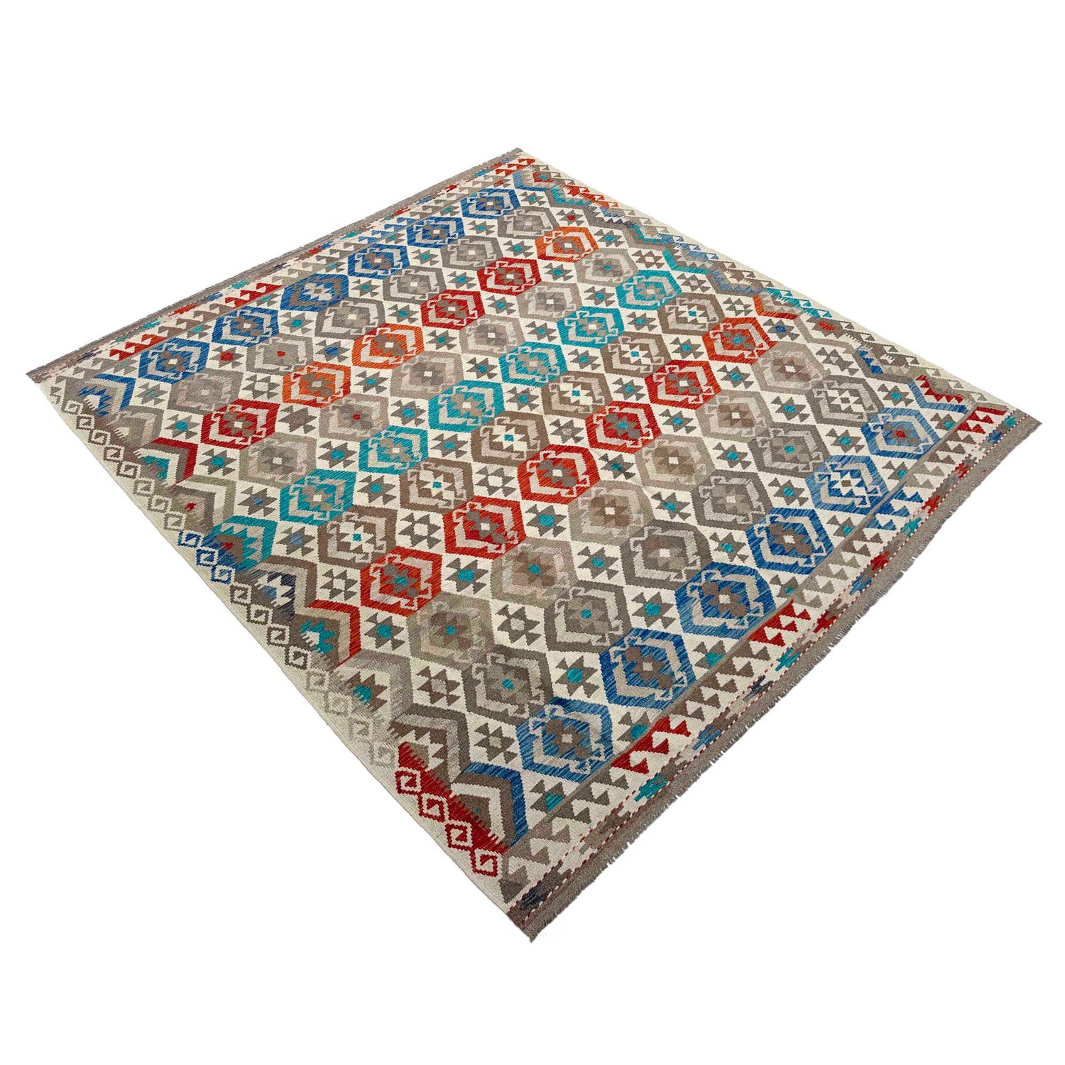 Hand Knotted Flatweave Kilim 8' 2" x 9' 11" ft / 250 x 301 cm - No. P36905