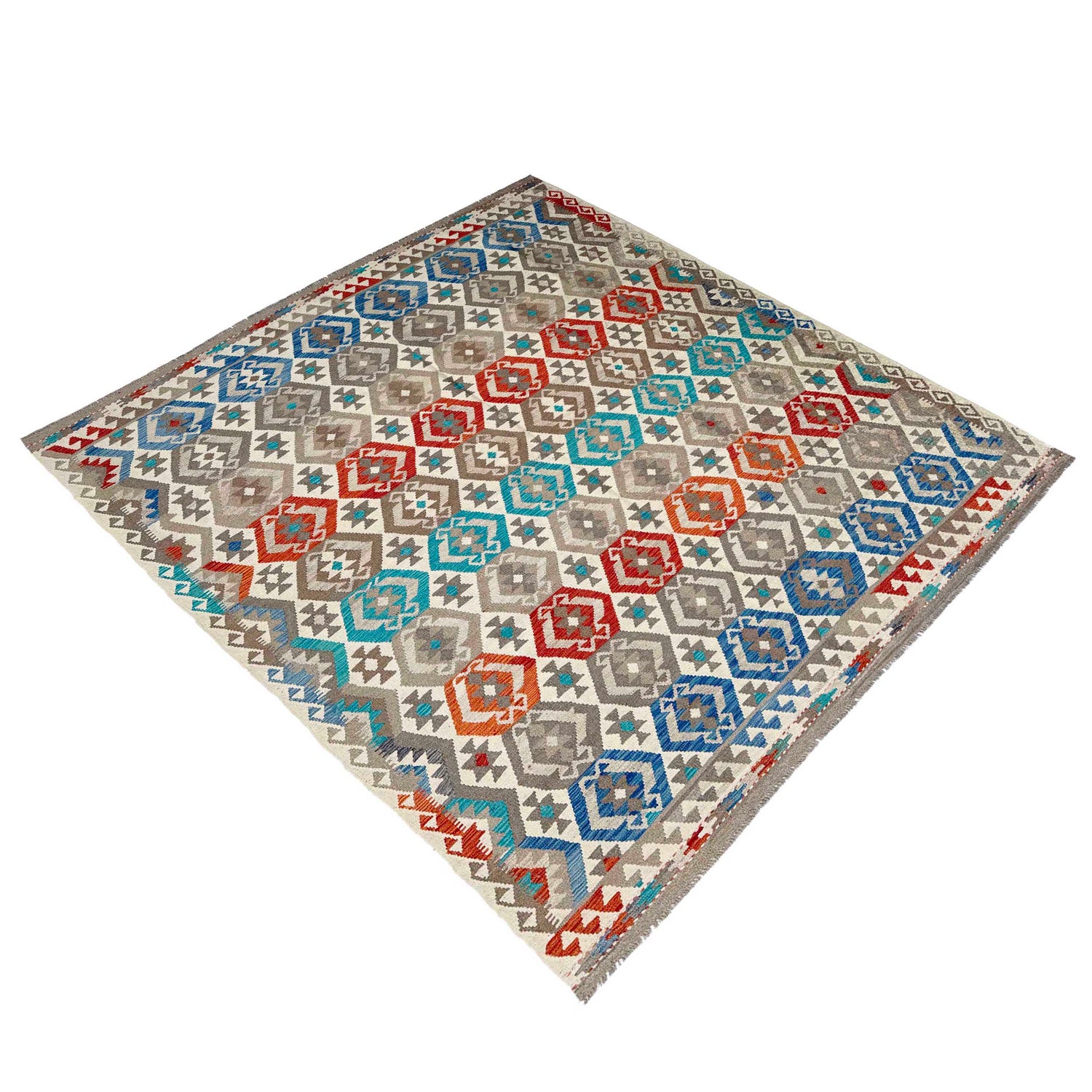 Hand Knotted Flatweave Kilim 8' 2" x 9' 11" ft / 250 x 301 cm - No. P36905