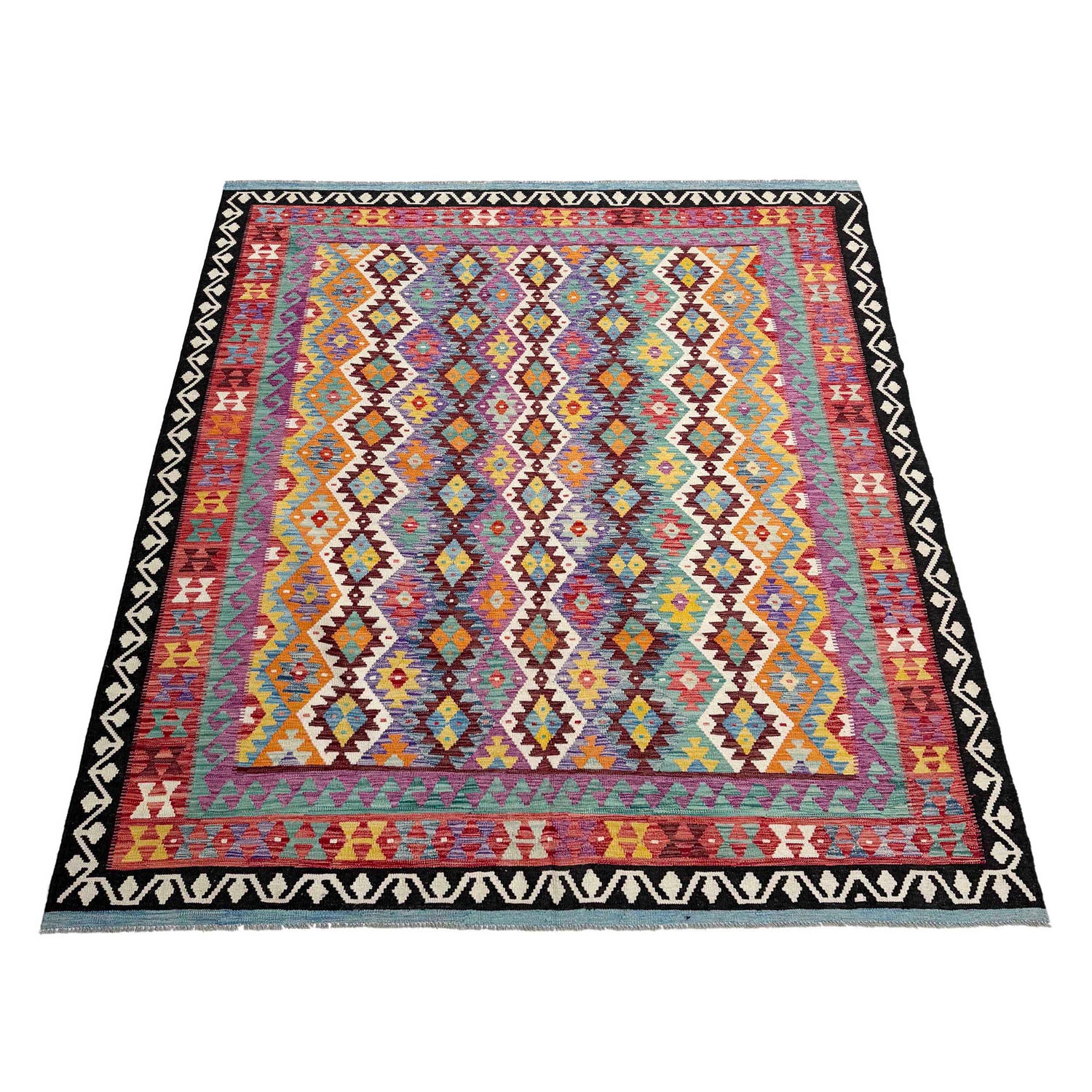 Handmade Afghan Vegetable Kilim 8' 4" x 9' 9" ft / 255 x 298 cm - No. P36906