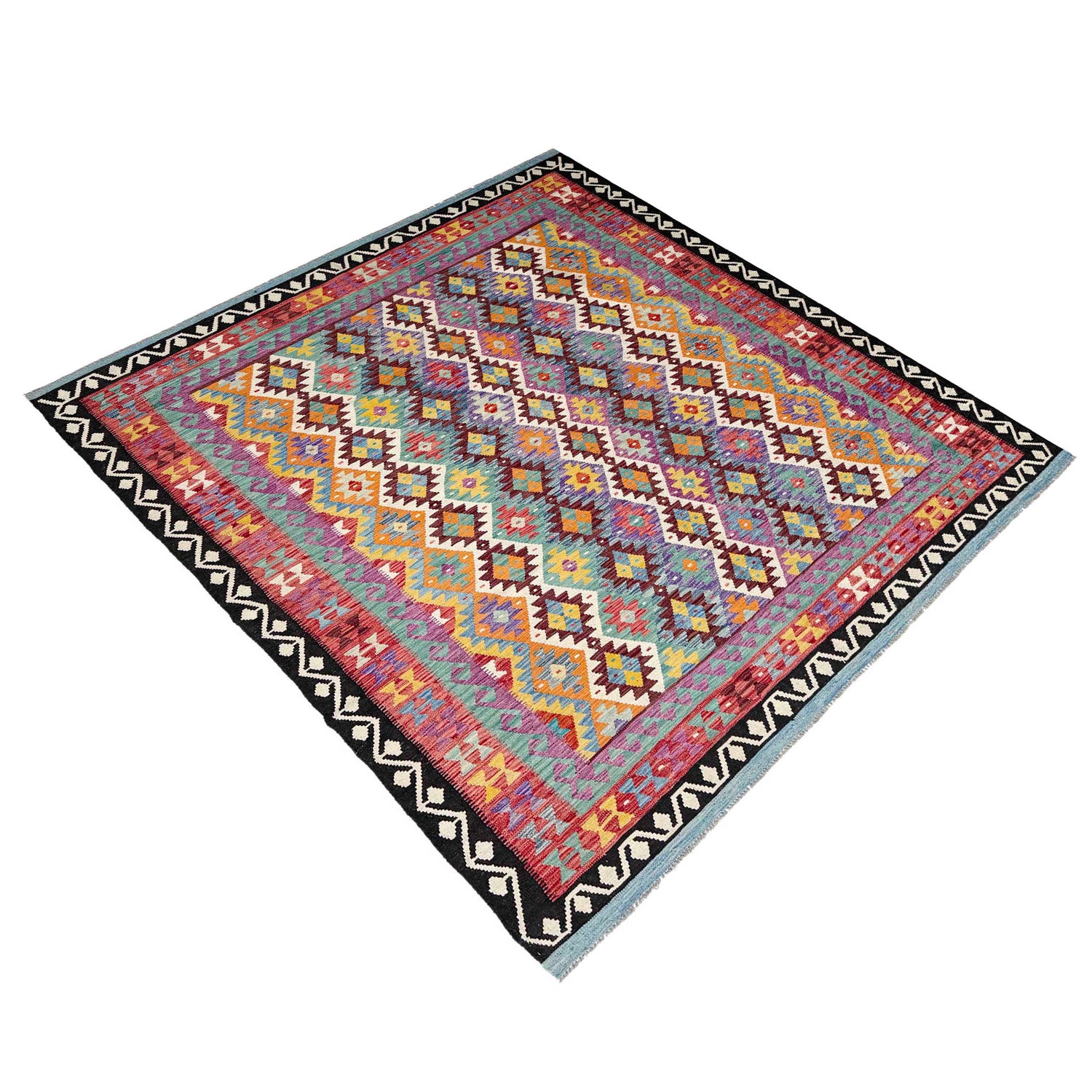 Handmade Afghan Vegetable Kilim 8' 4" x 9' 9" ft / 255 x 298 cm - No. P36906