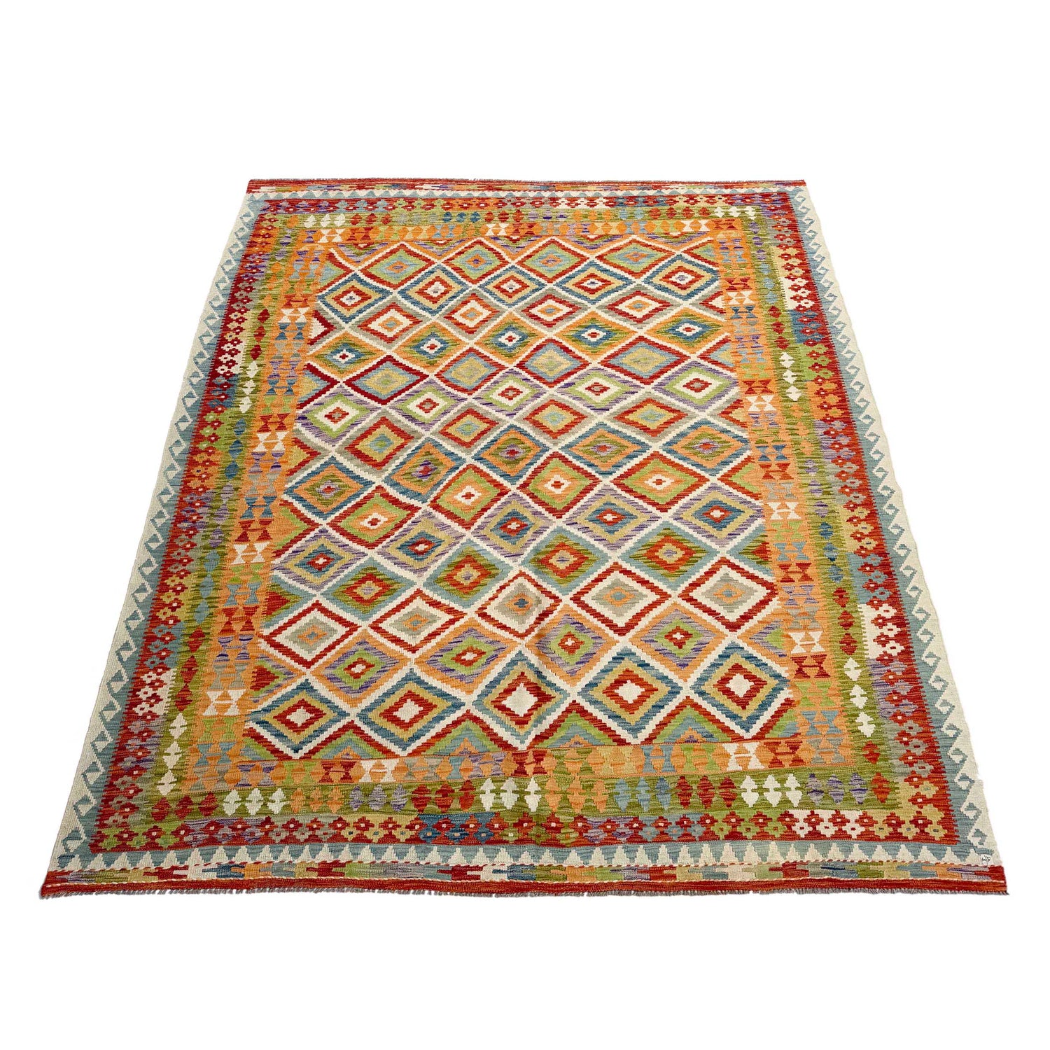 Multi Color ful Flat-Weave Wool Kilim 8' 6" x 11' 4" ft / 259 x 345 cm - No. P36907