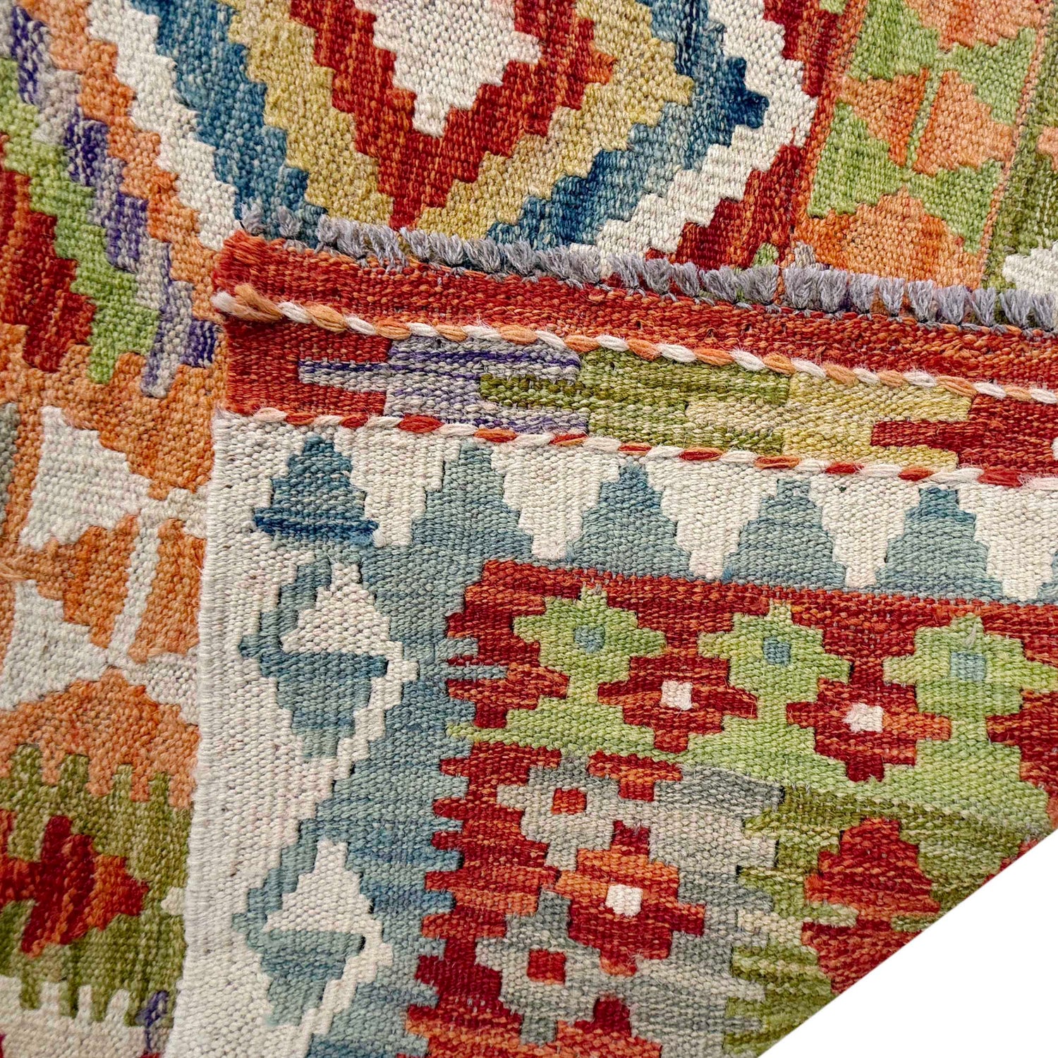 Multi Color ful Flat-Weave Wool Kilim 8' 6" x 11' 4" ft / 259 x 345 cm - No. P36907