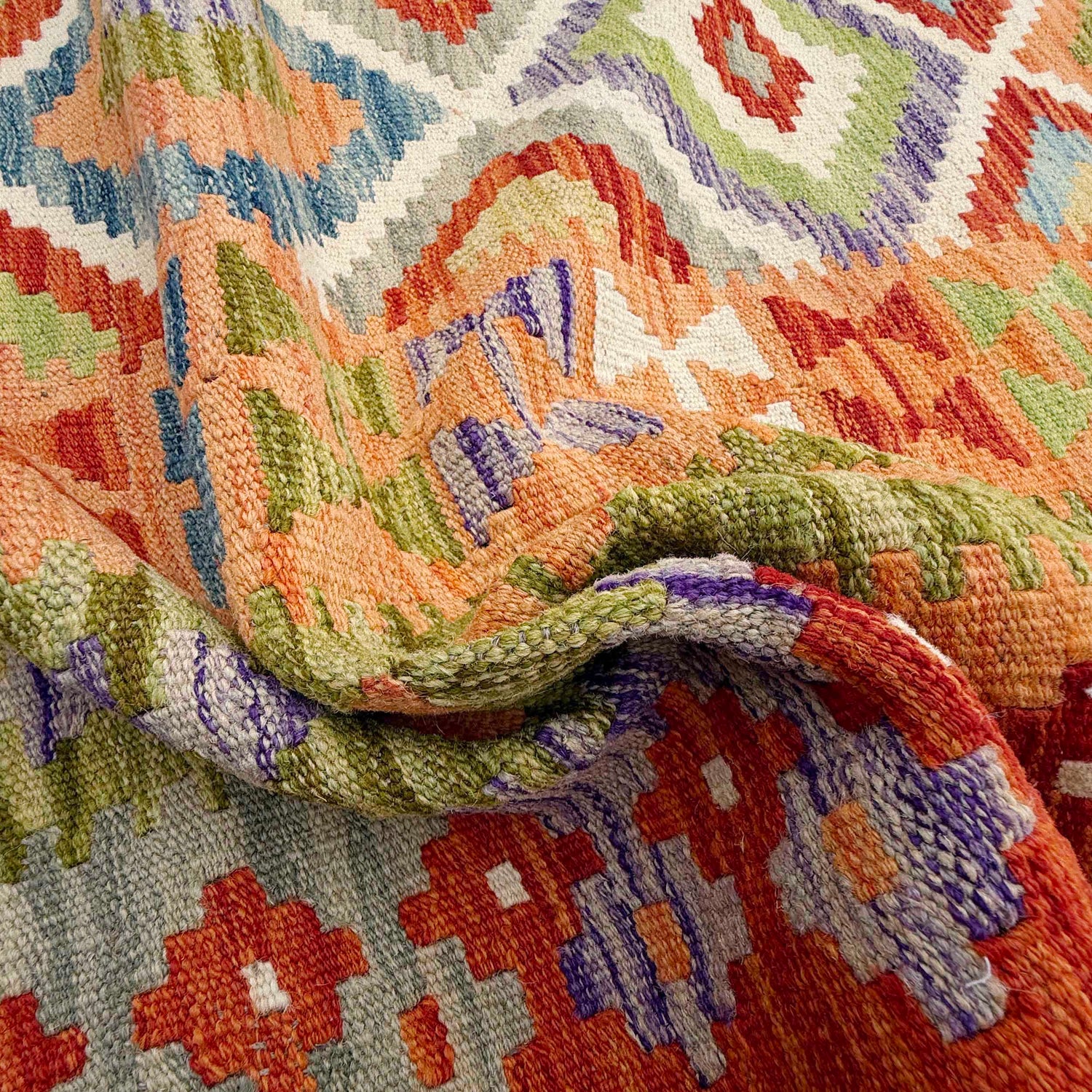 Multi Color ful Flat-Weave Wool Kilim 8' 6" x 11' 4" ft / 259 x 345 cm - No. P36907