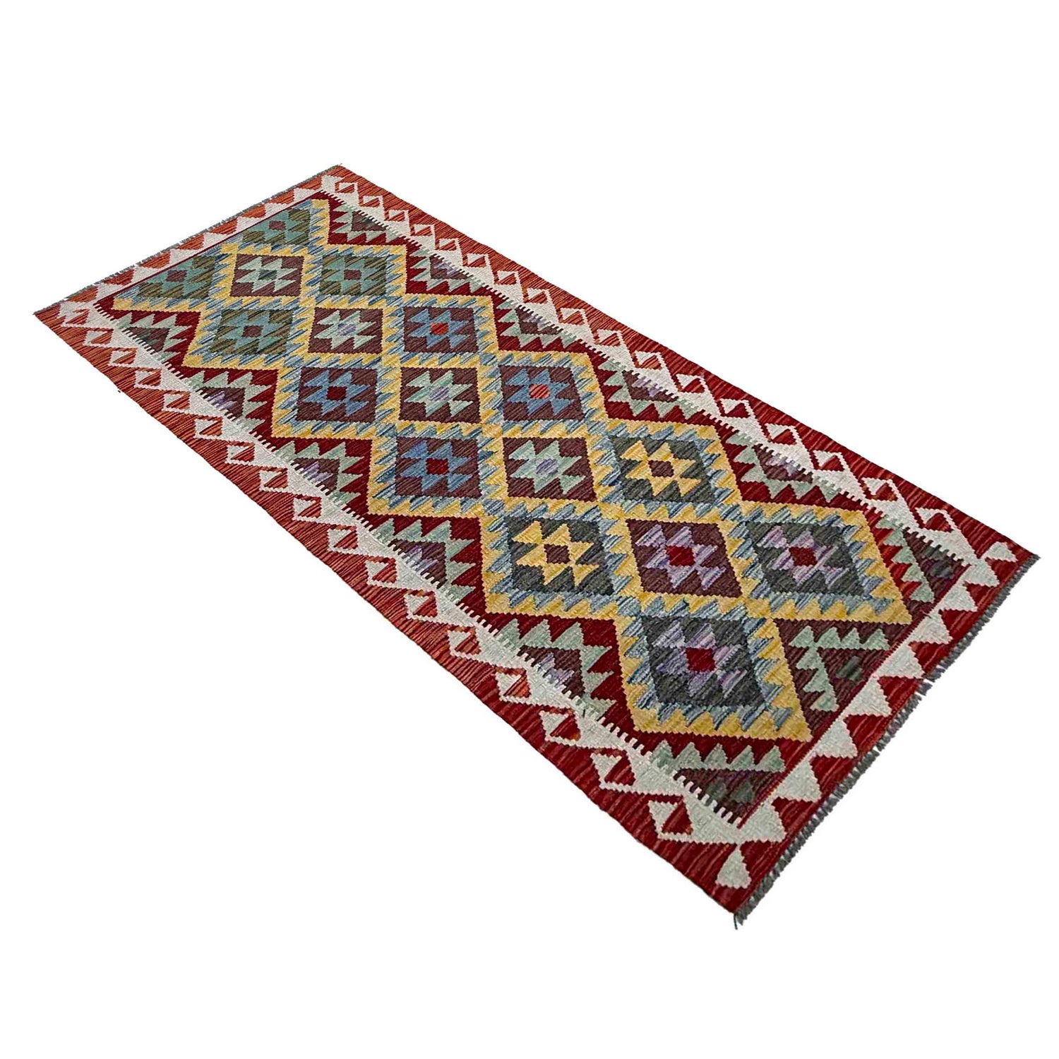 Hand Made Afghan Kilim Runner 2' 9" x 7' 9" ft / 85 x 235 cm - No. P36945