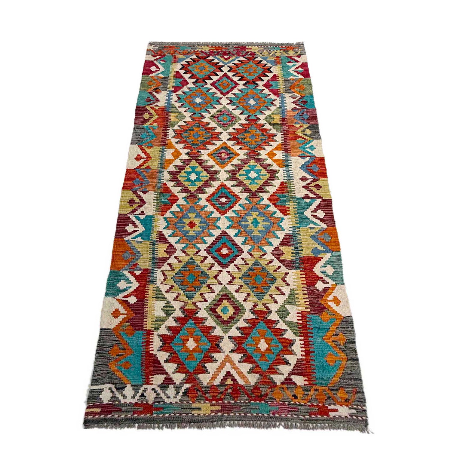 Handmade Vegetable Kilim Runner 2' 8" x 7' 10" ft / 82 x 240 cm - No. P36946