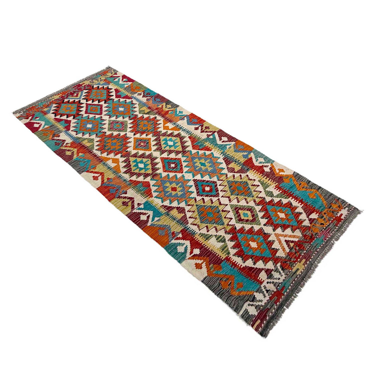 Handmade Vegetable Kilim Runner 2' 8" x 7' 10" ft / 82 x 240 cm - No. P36946