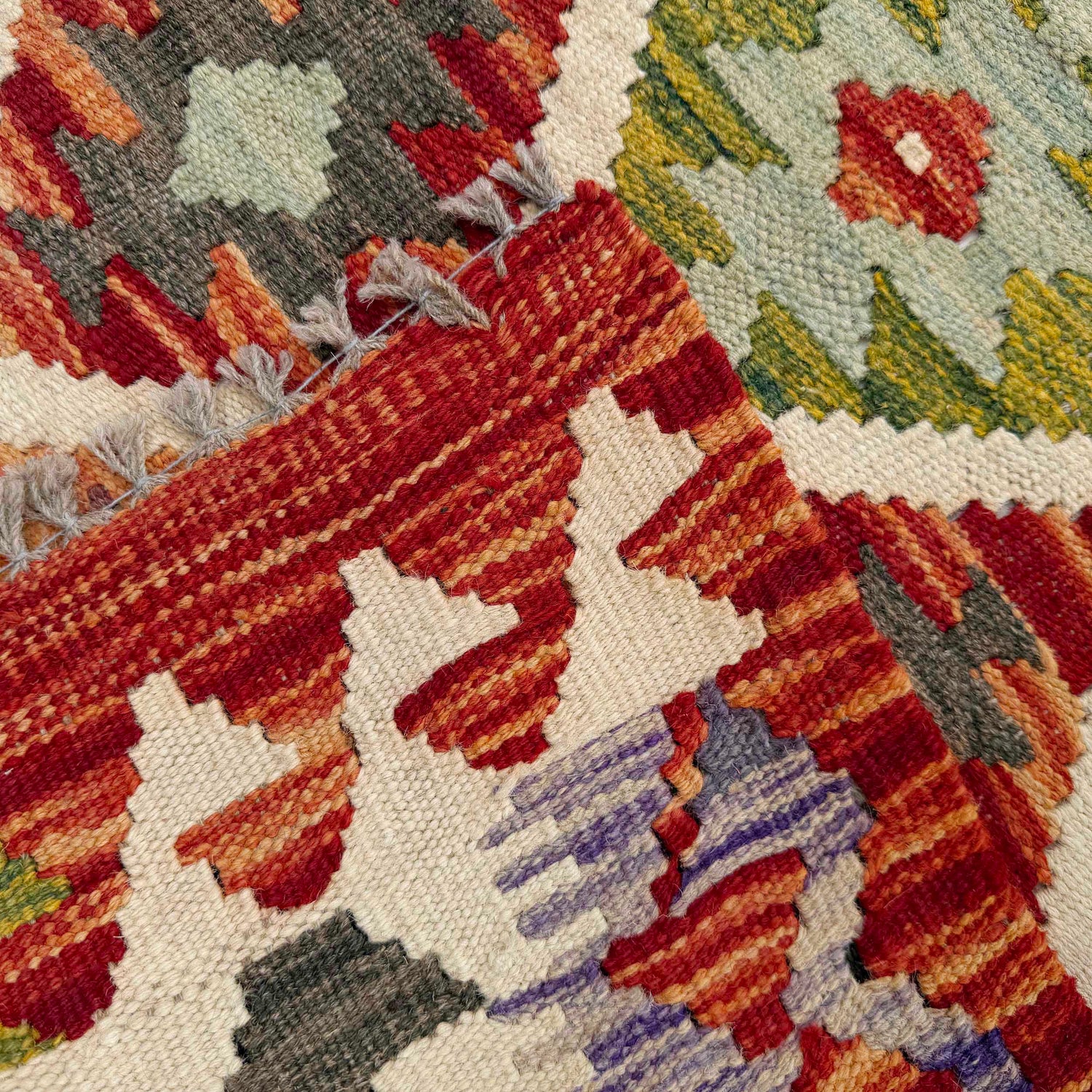 Multi Color ful Flat-Weave Wool Kilim Runner 2' 5" x 6' 3" ft / 74 x 191 cm - No. P36964