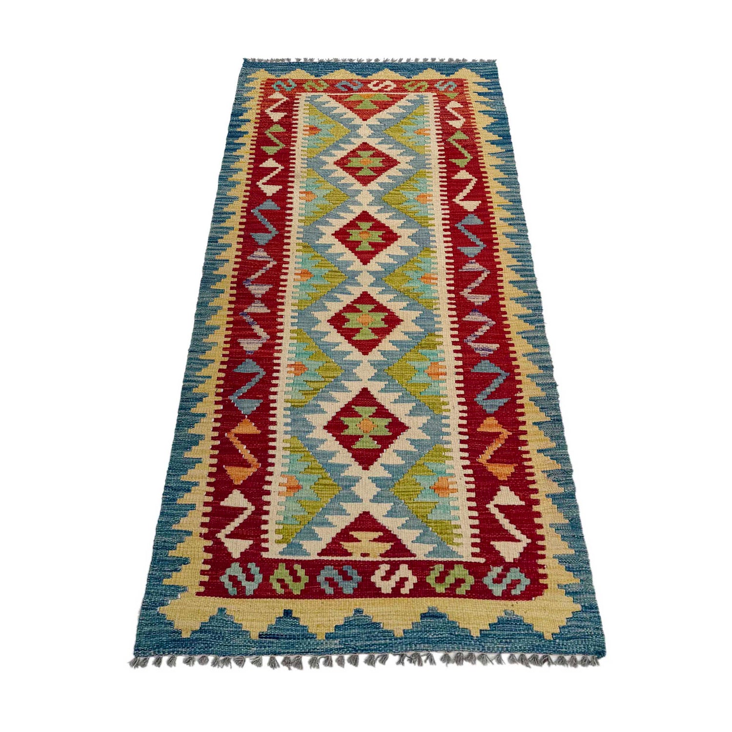 Handmade Vegetable Kelim Runner 2' 6" x 6' 4" ft / 77 x 193 cm - No. P36966