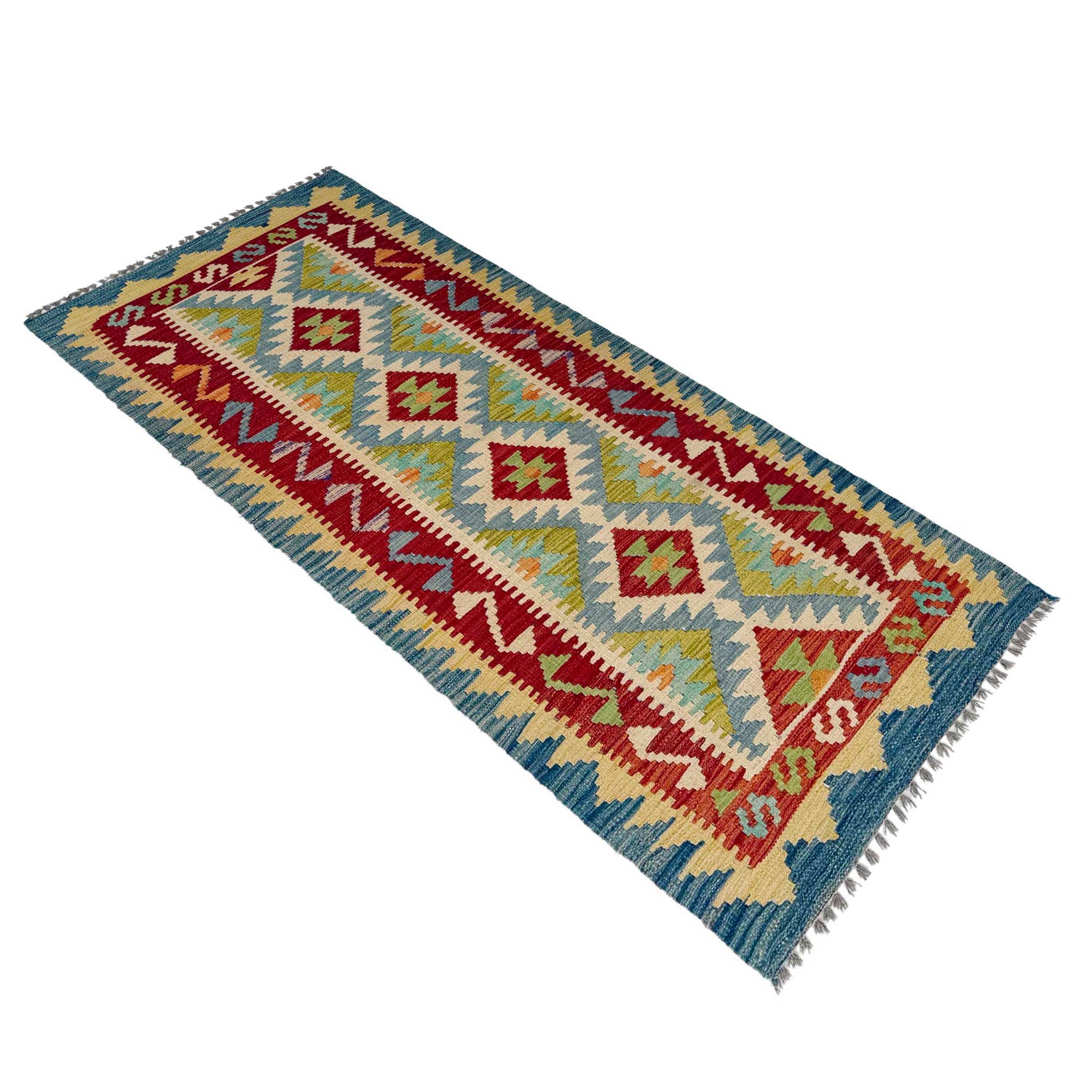 Handmade Vegetable Kelim Runner 2' 6" x 6' 4" ft / 77 x 193 cm - No. P36966