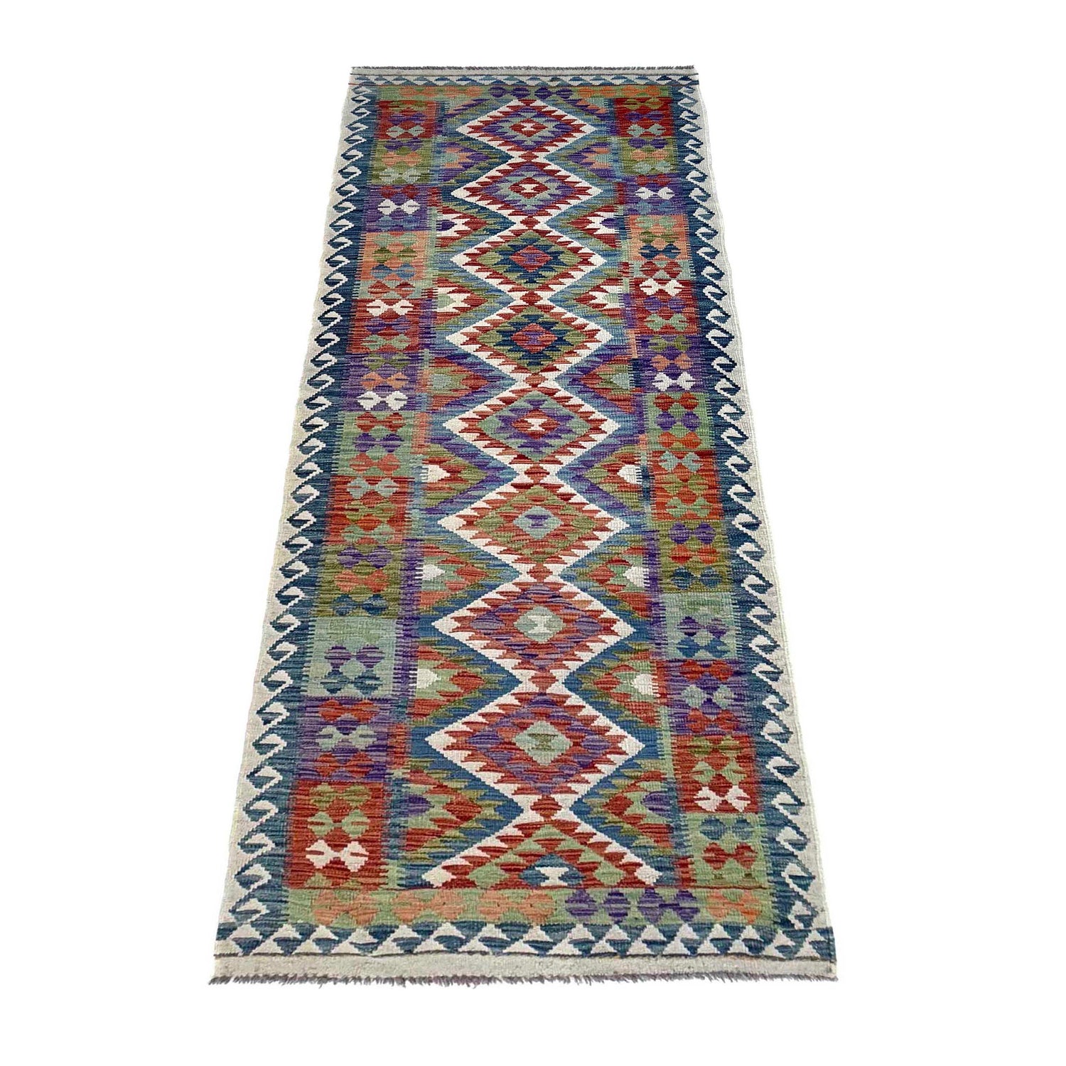 Long Kilim Runner 3' 1" x 10' 0" ft / 95 x 306 cm - No. P36973