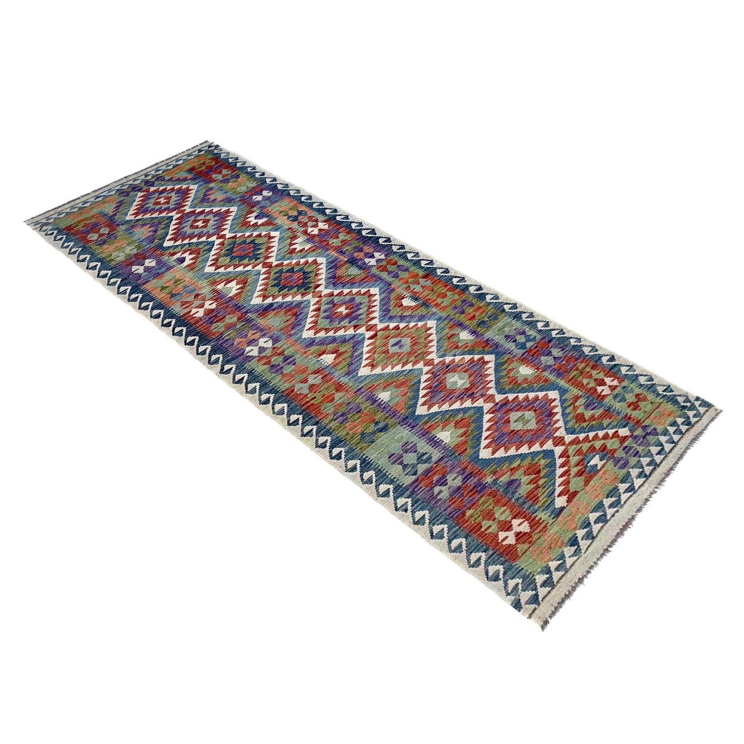 Long Kilim Runner 3' 1" x 10' 0" ft / 95 x 306 cm - No. P36973