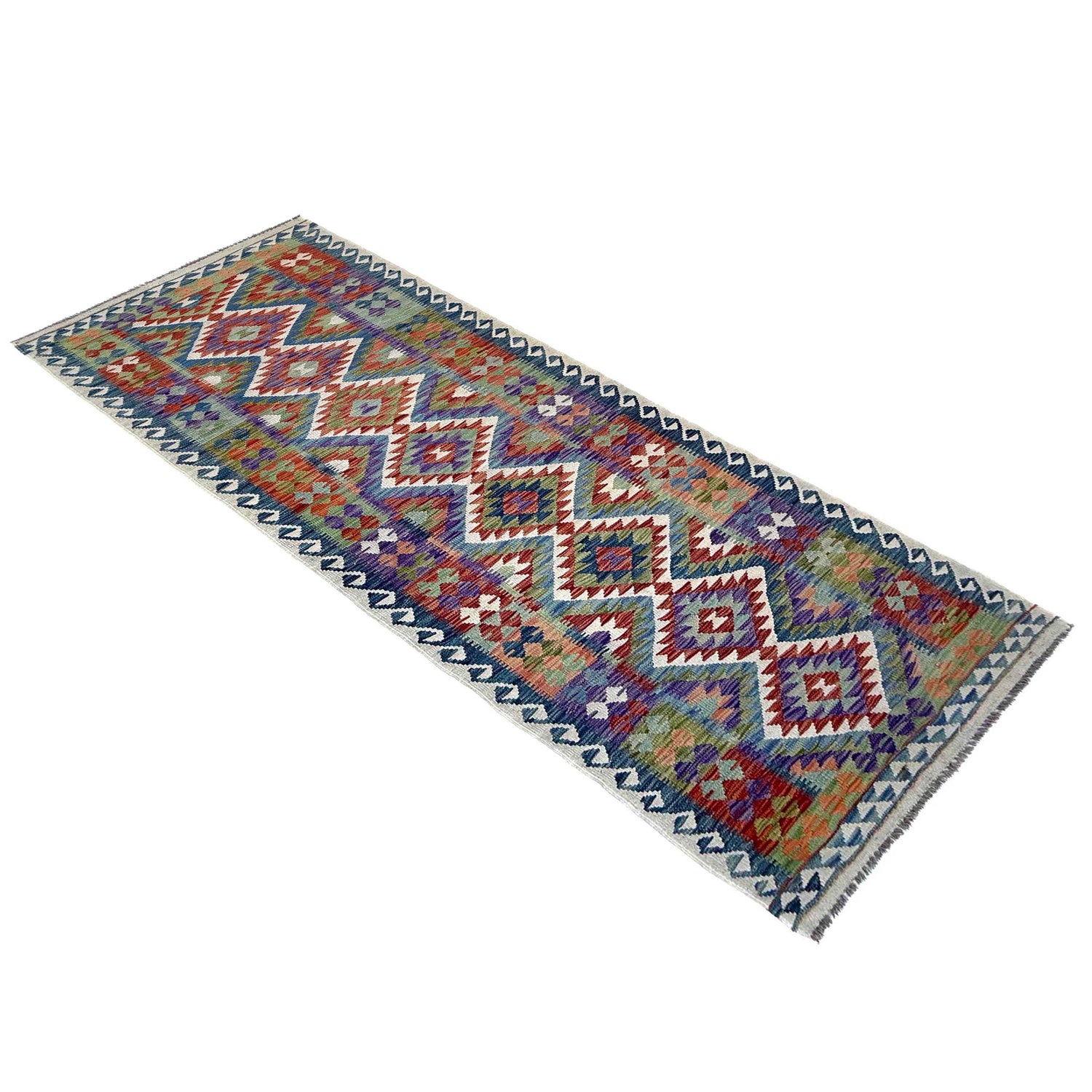 Long Kilim Runner 3' 1" x 10' 0" ft / 95 x 306 cm - No. P36973