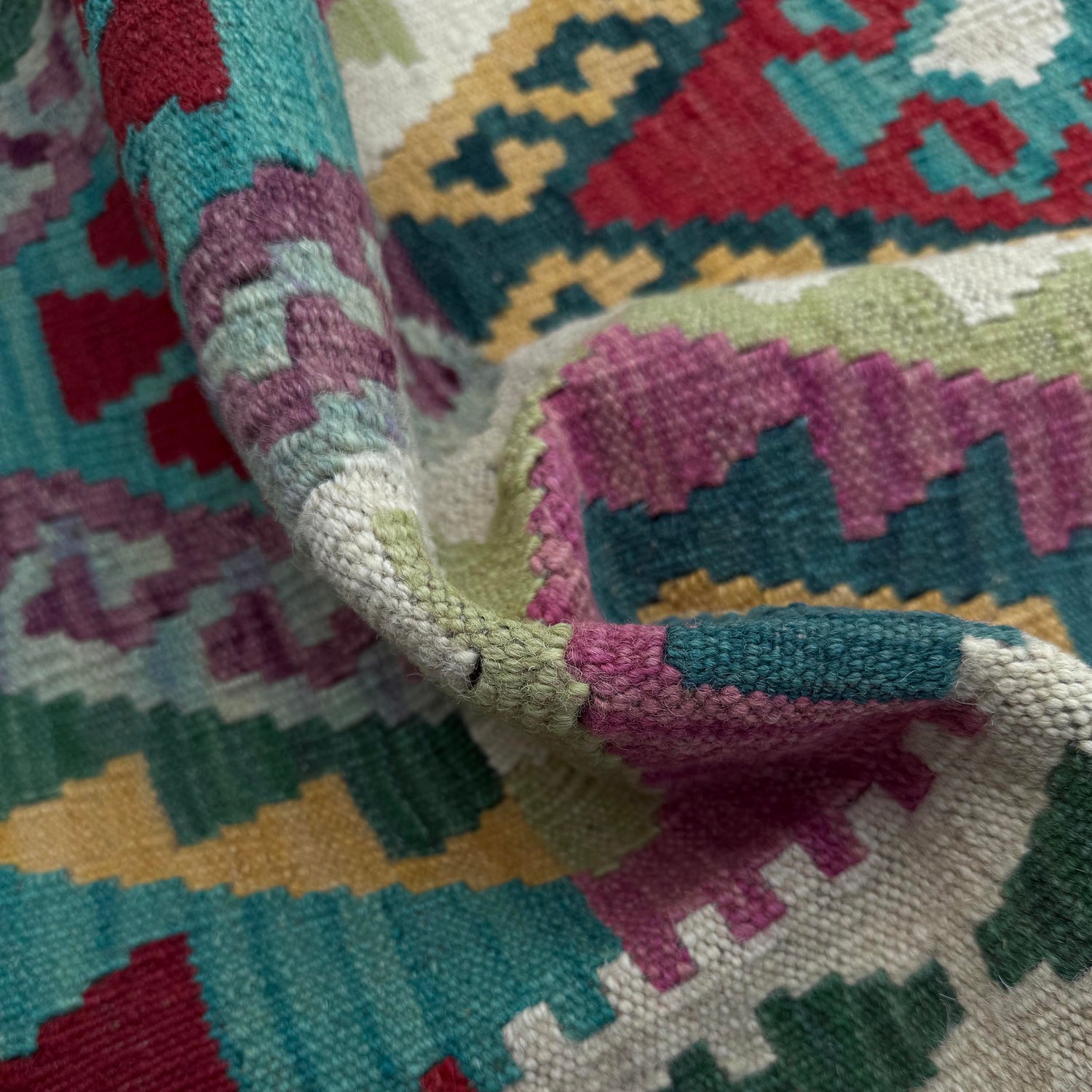 Multi Color ful Flat-Weave Wool Kilim Runner 2' 10" x 9' 10" ft / 87 x 300 cm - No. P36976