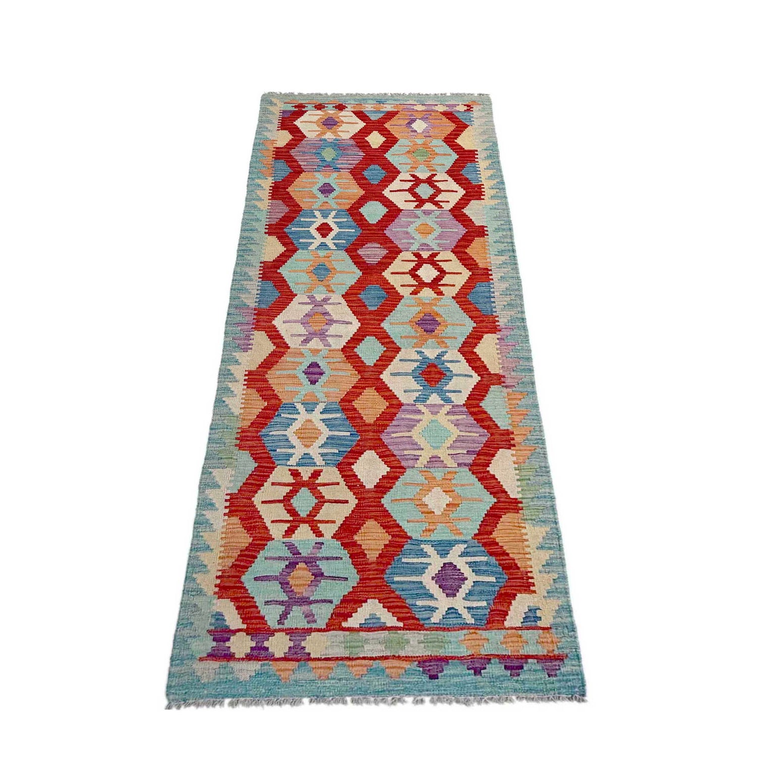 Hand Made Afghan Kilim Runner 2' 11" x 10' 0" ft / 88 x 305 cm - No. P36977