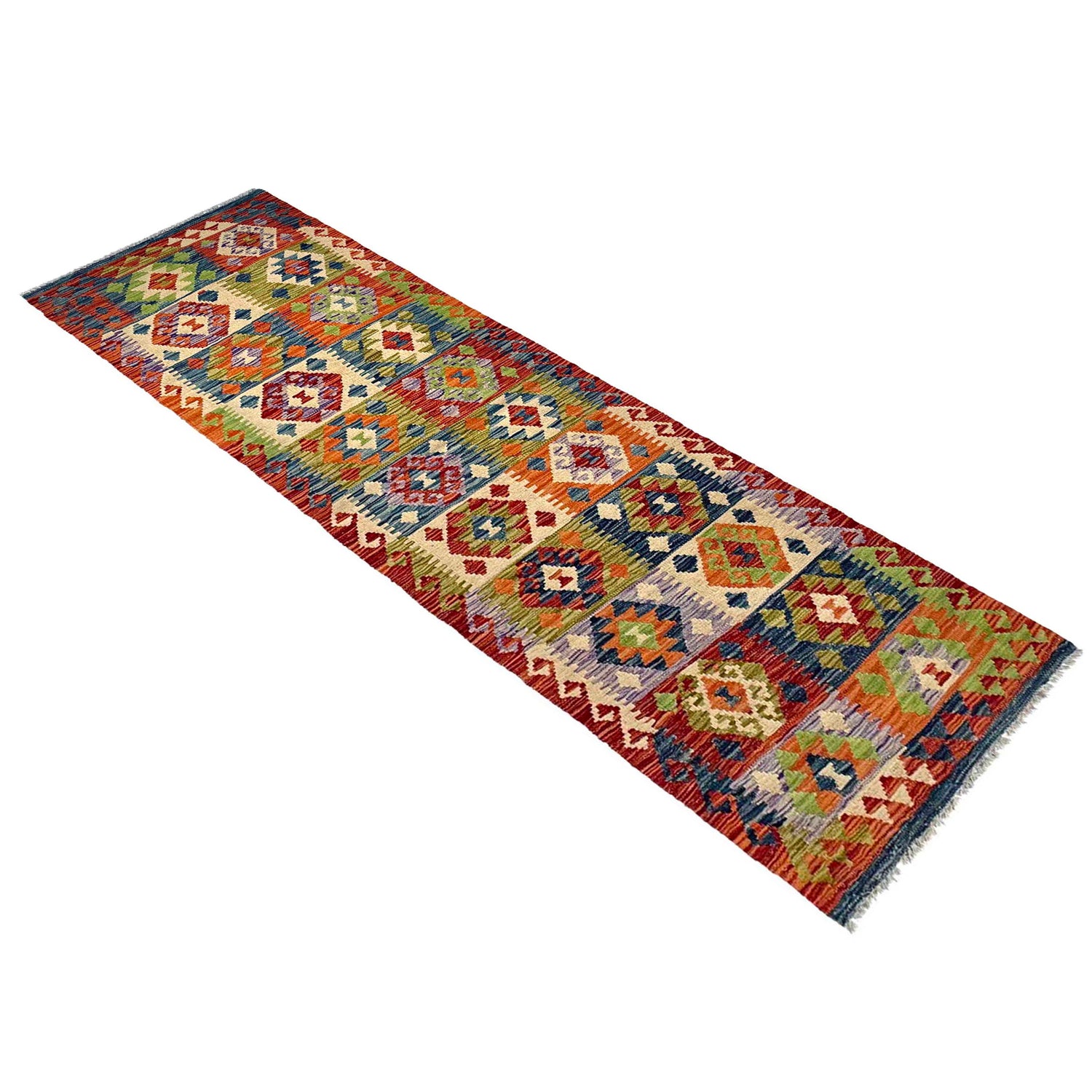 Handmade Vegetable Kilim Runner 2' 5" x 9' 3" ft / 74 x 283 cm - No. P36978