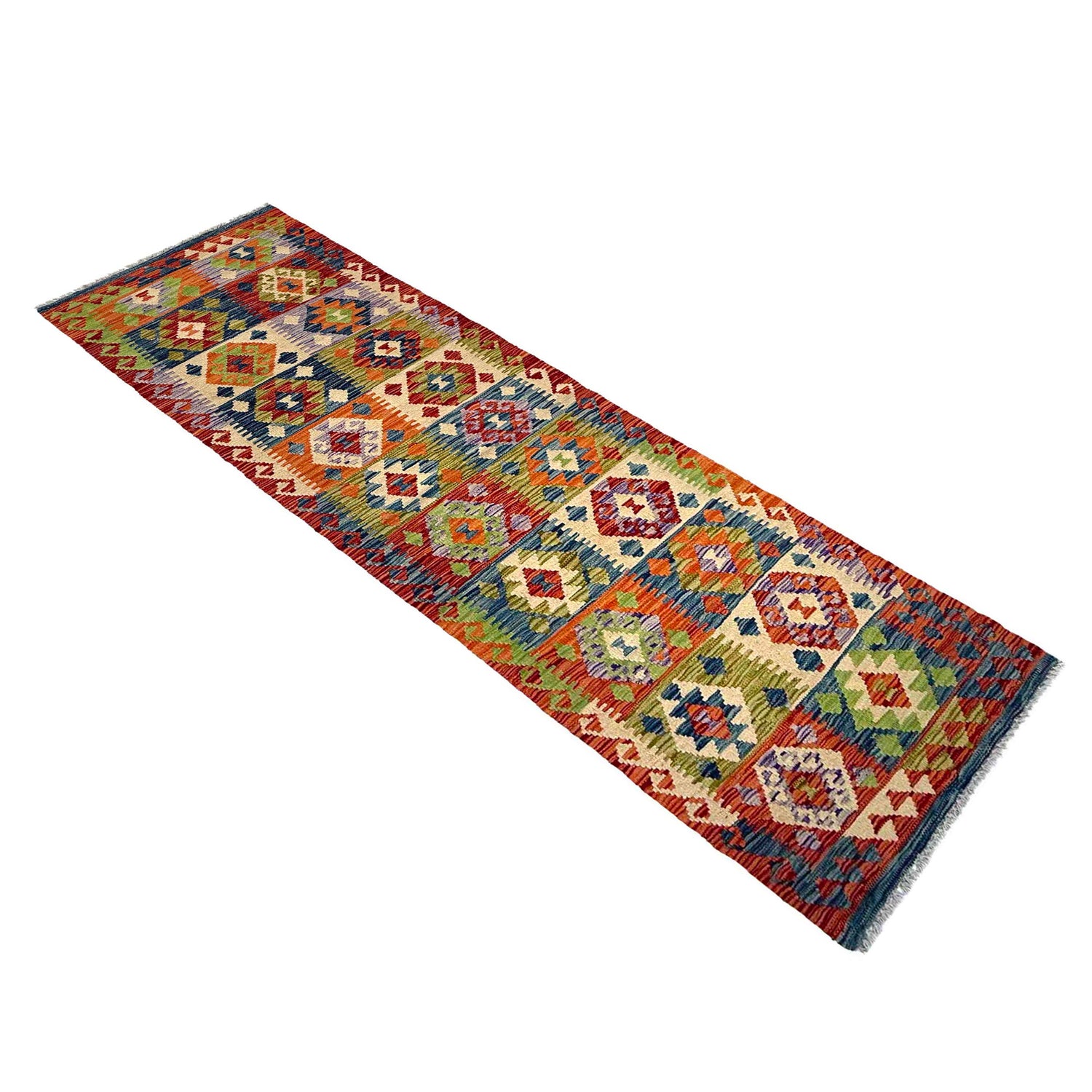 Handmade Vegetable Kilim Runner 2' 5" x 9' 3" ft / 74 x 283 cm - No. P36978