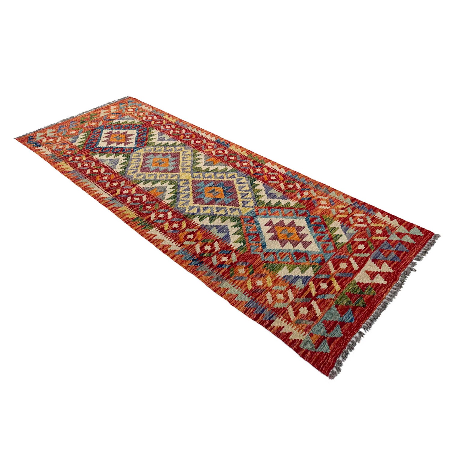 Hand Woven Wool Kelim Runner 2' 5" x 6' 5" ft / 73 x 196 cm - No. P36991