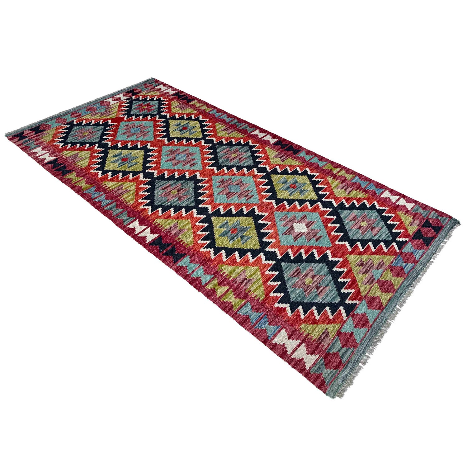 Handmade Turkish Design Wool Kilim Runner 2' 9" x 6' 7" ft / 84 x 200 cm - No. P36993